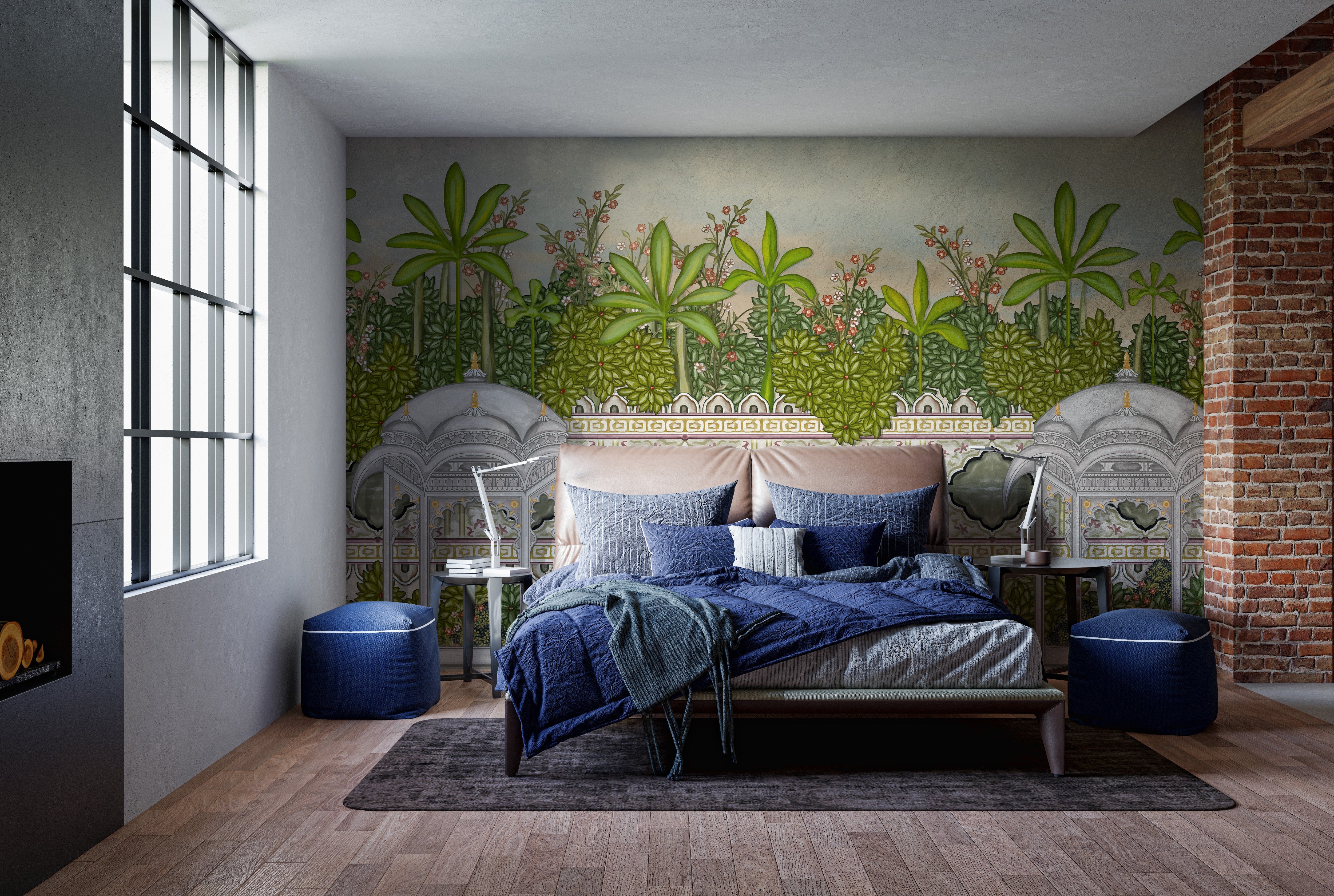 Paradise-inspired mural in vibrant artistic oil paint style.
