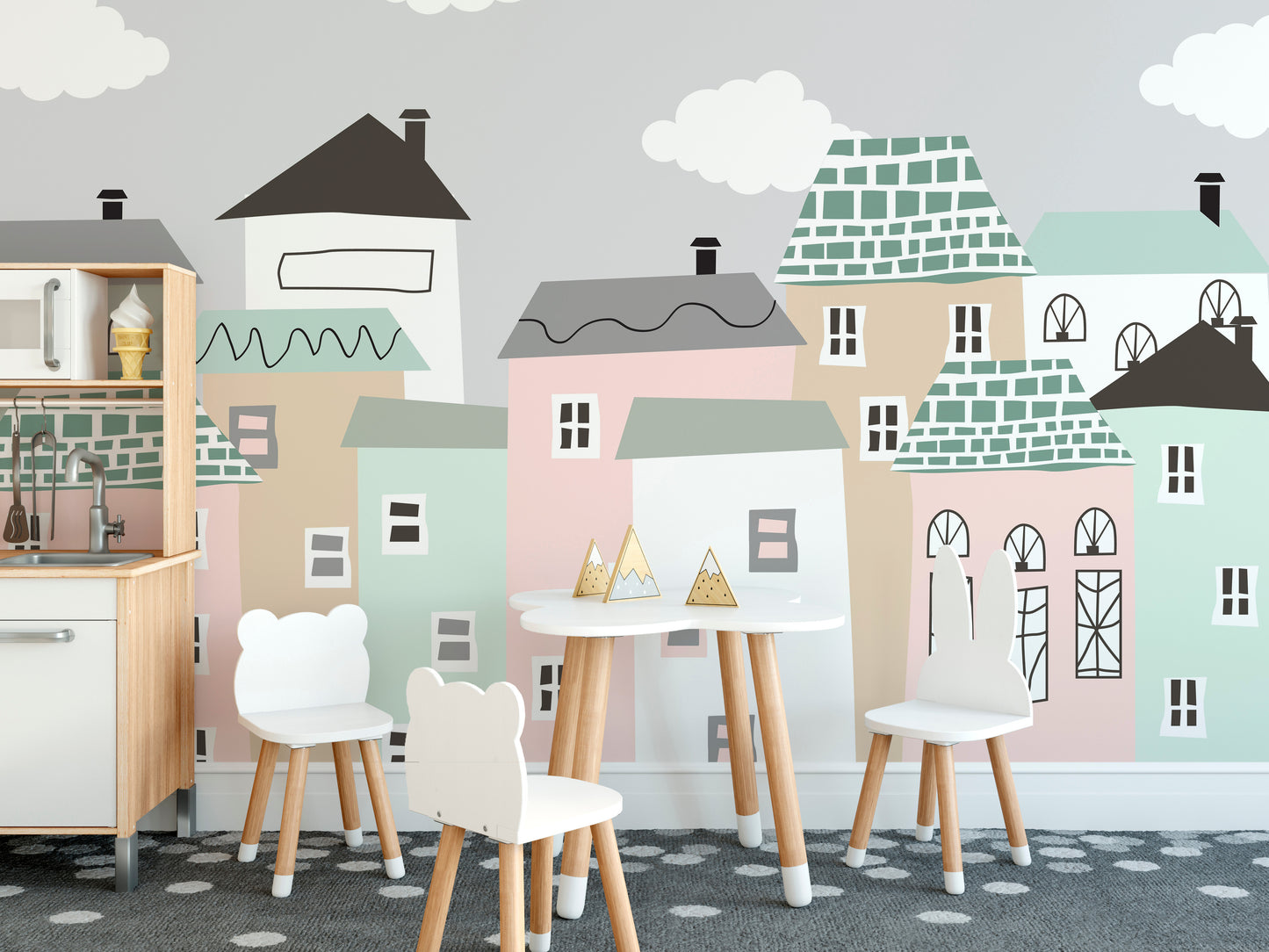 Peaceful neighborhood mural for relaxing and cozy spaces.
