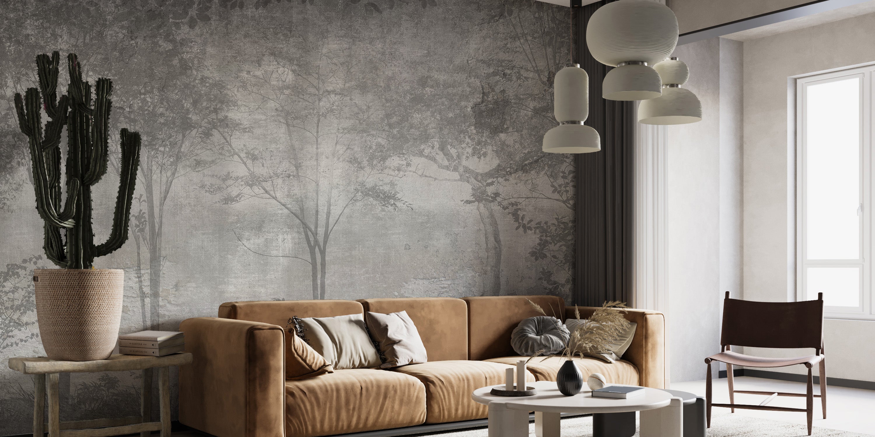 Lush forest haven mural creating a serene atmosphere.
