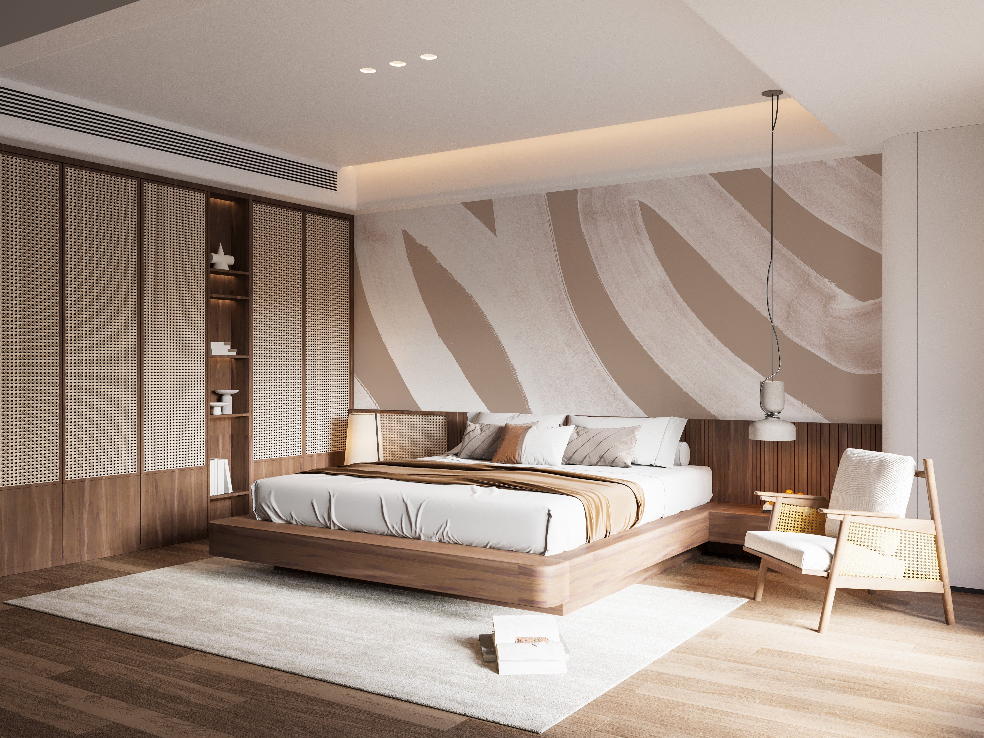 Elegant abstract white waves mural for serene wall decor.
