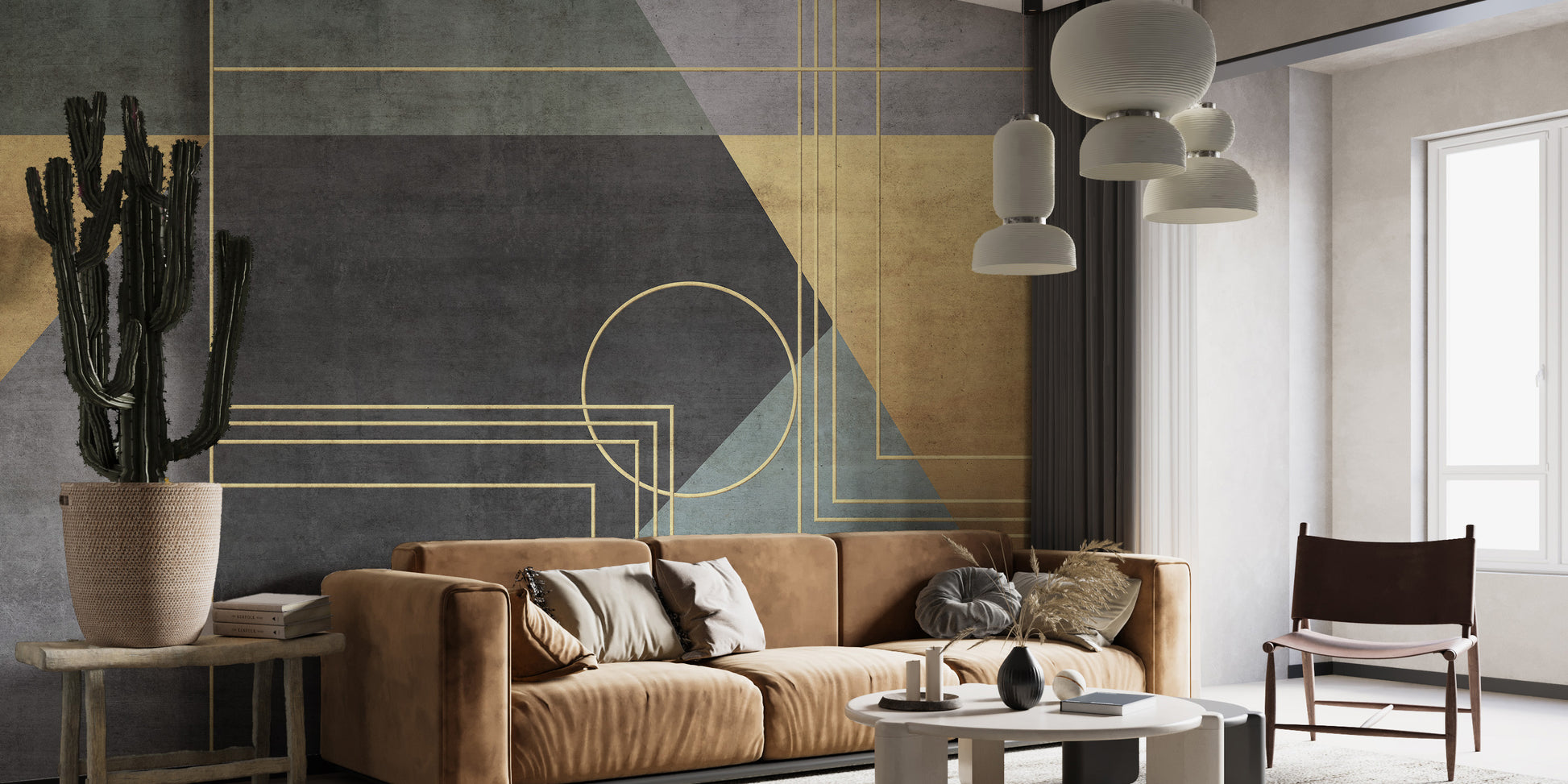 Contemporary abstract mural perfect for stylish office decor.
