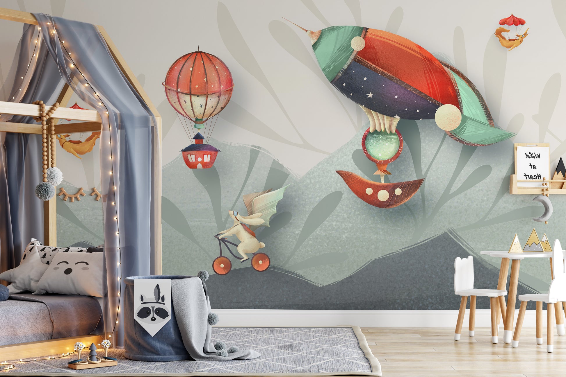 Playful animation-themed mural for imaginative children’s decor.
