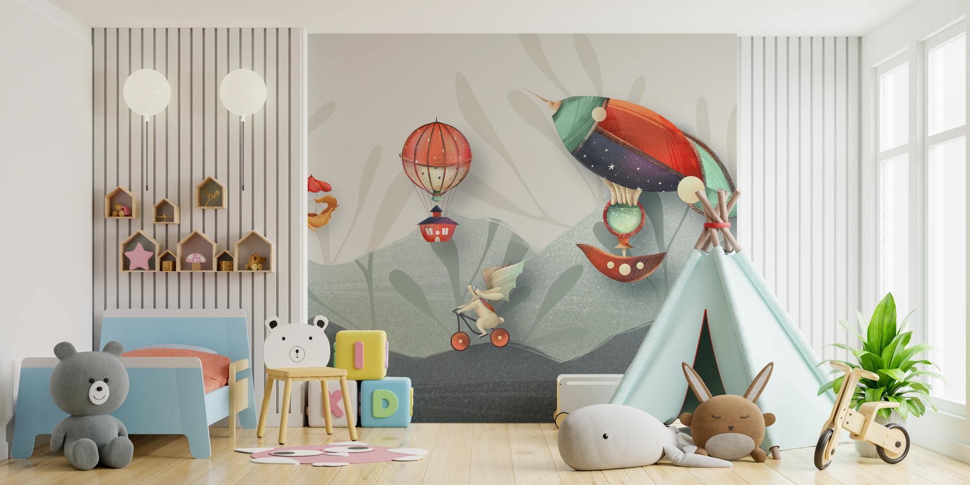 Adventures in animation mural featuring playful cartoon characters.
