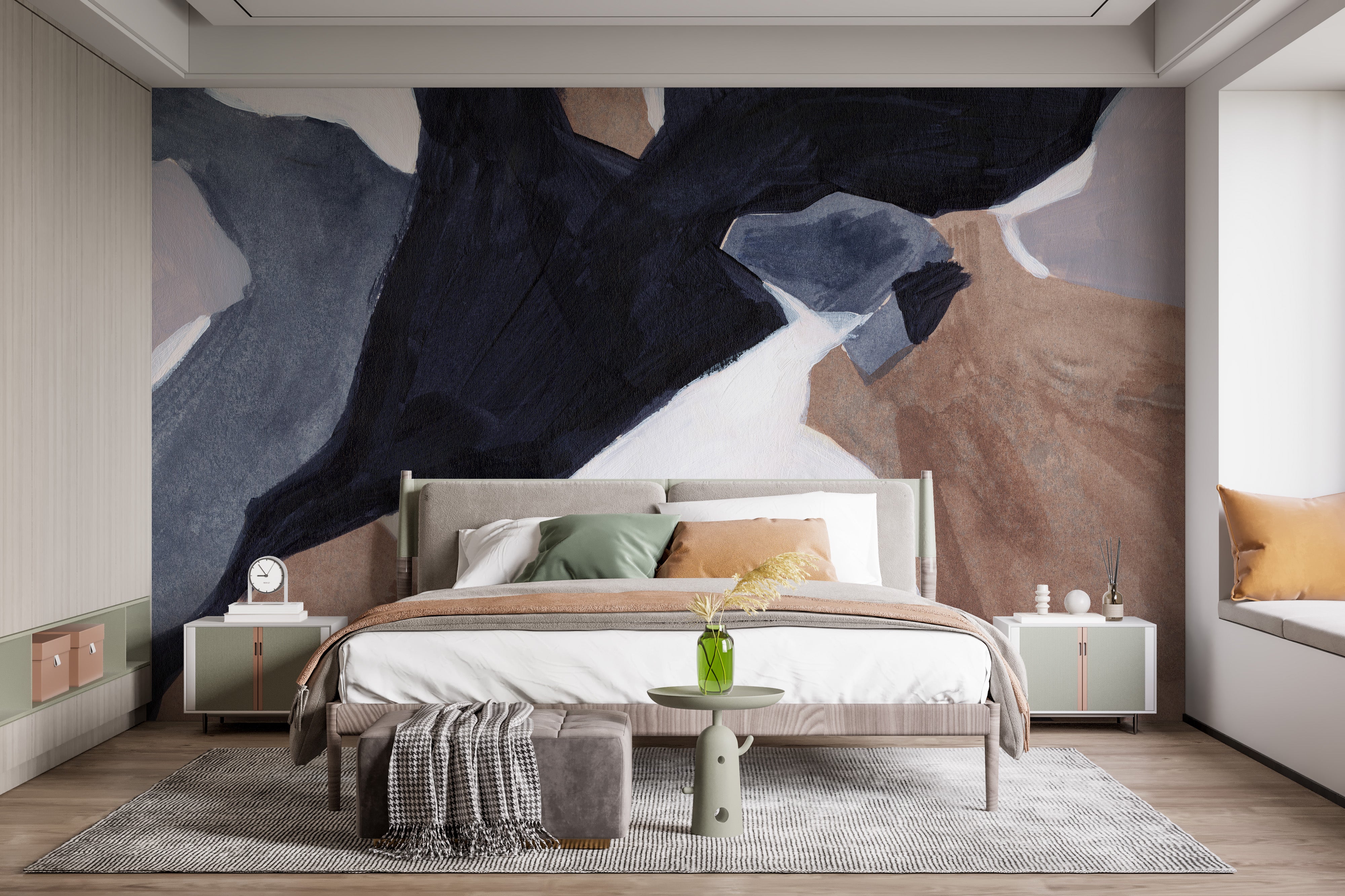 Watercolor waves mural for modern and artistic wall decor.
