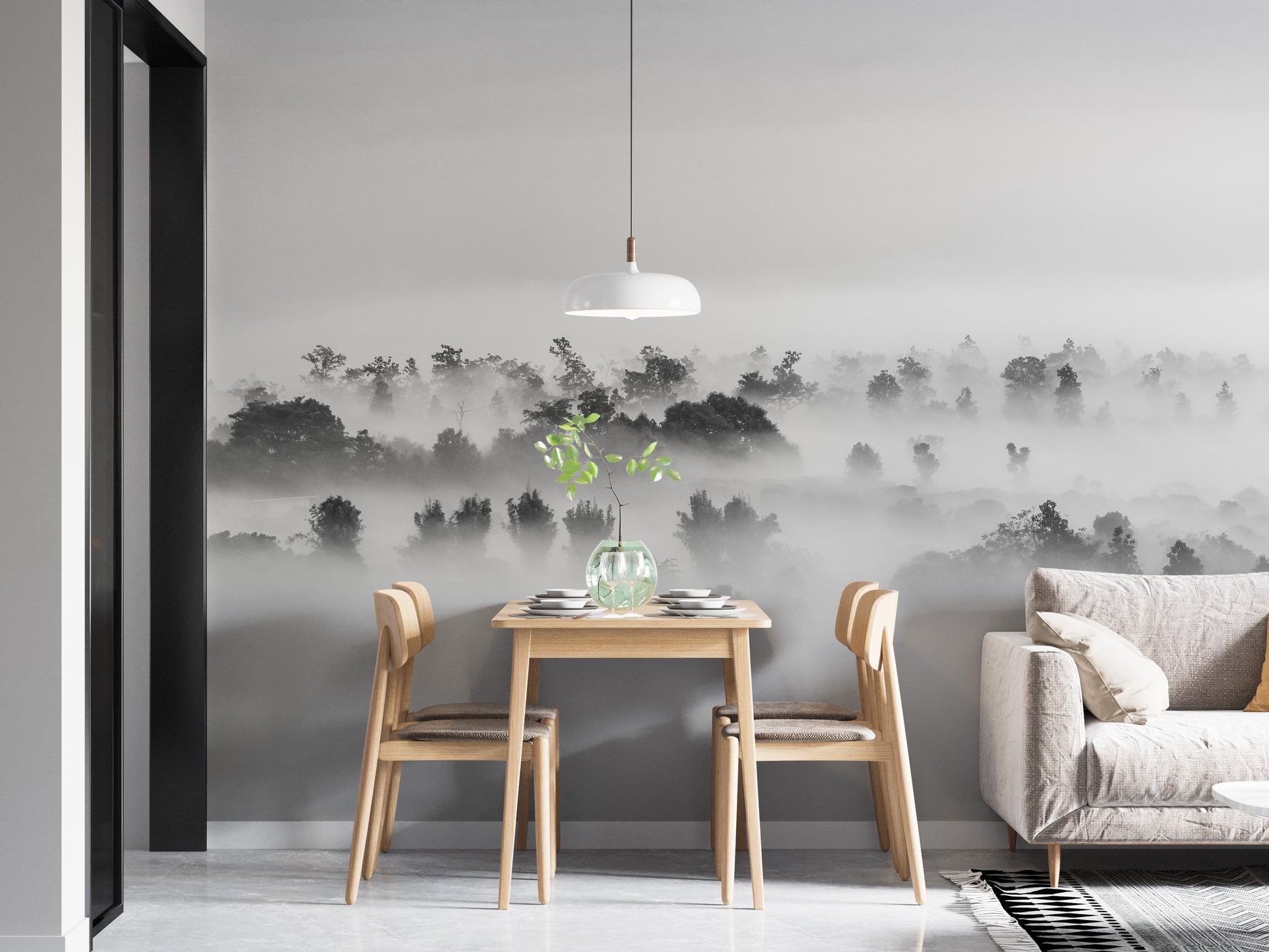 Moody stormy silhouettes wallpaper for striking wall design.
