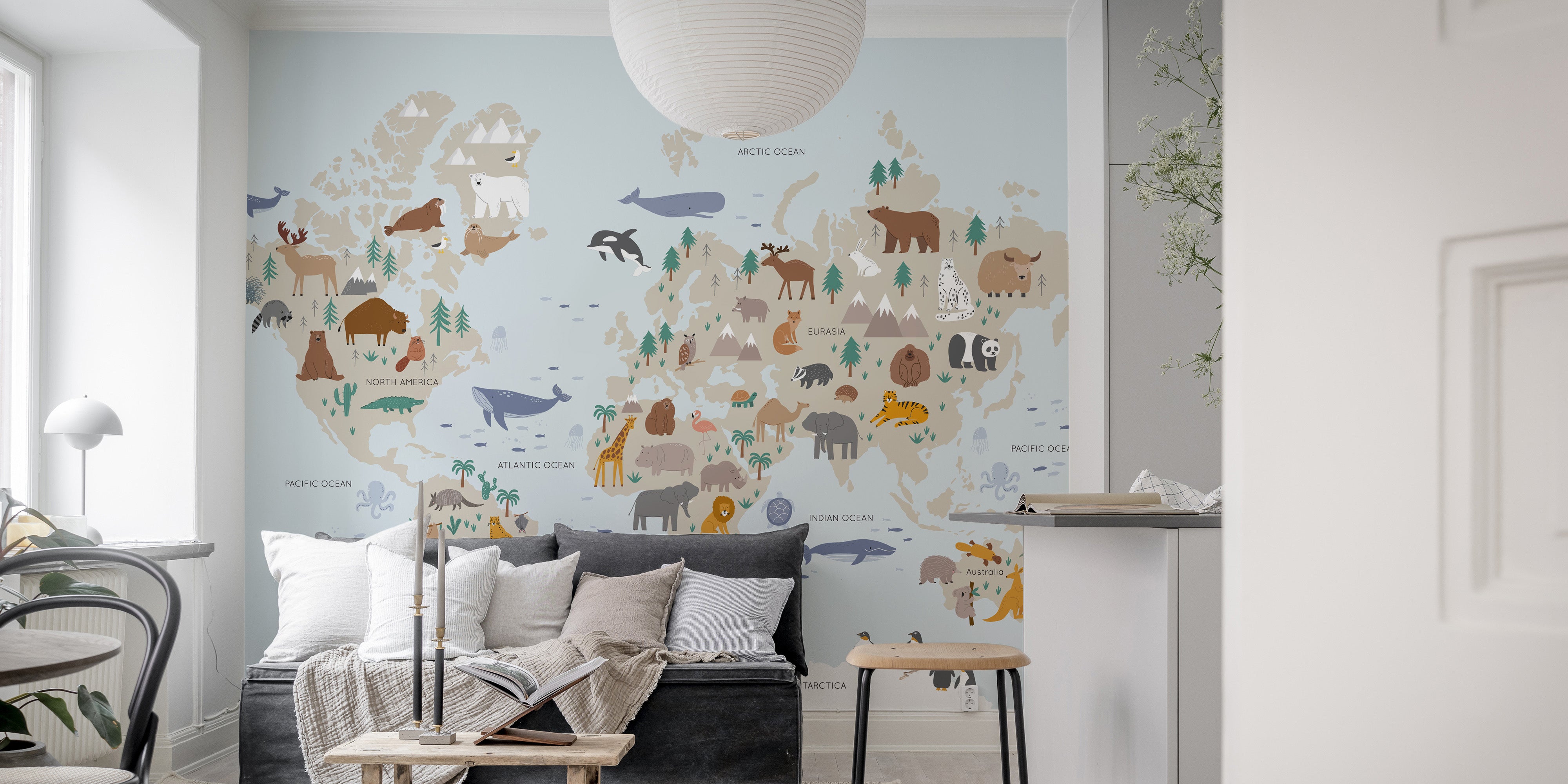 Safari adventure mural with a jungle and wildlife theme for walls.
