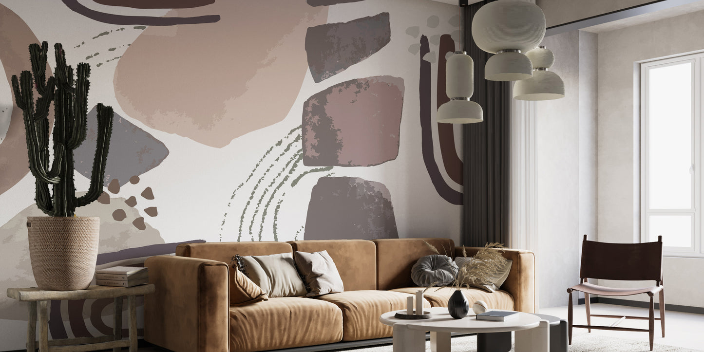 Minimalist Scandinavian mural for stylish and peaceful walls.
