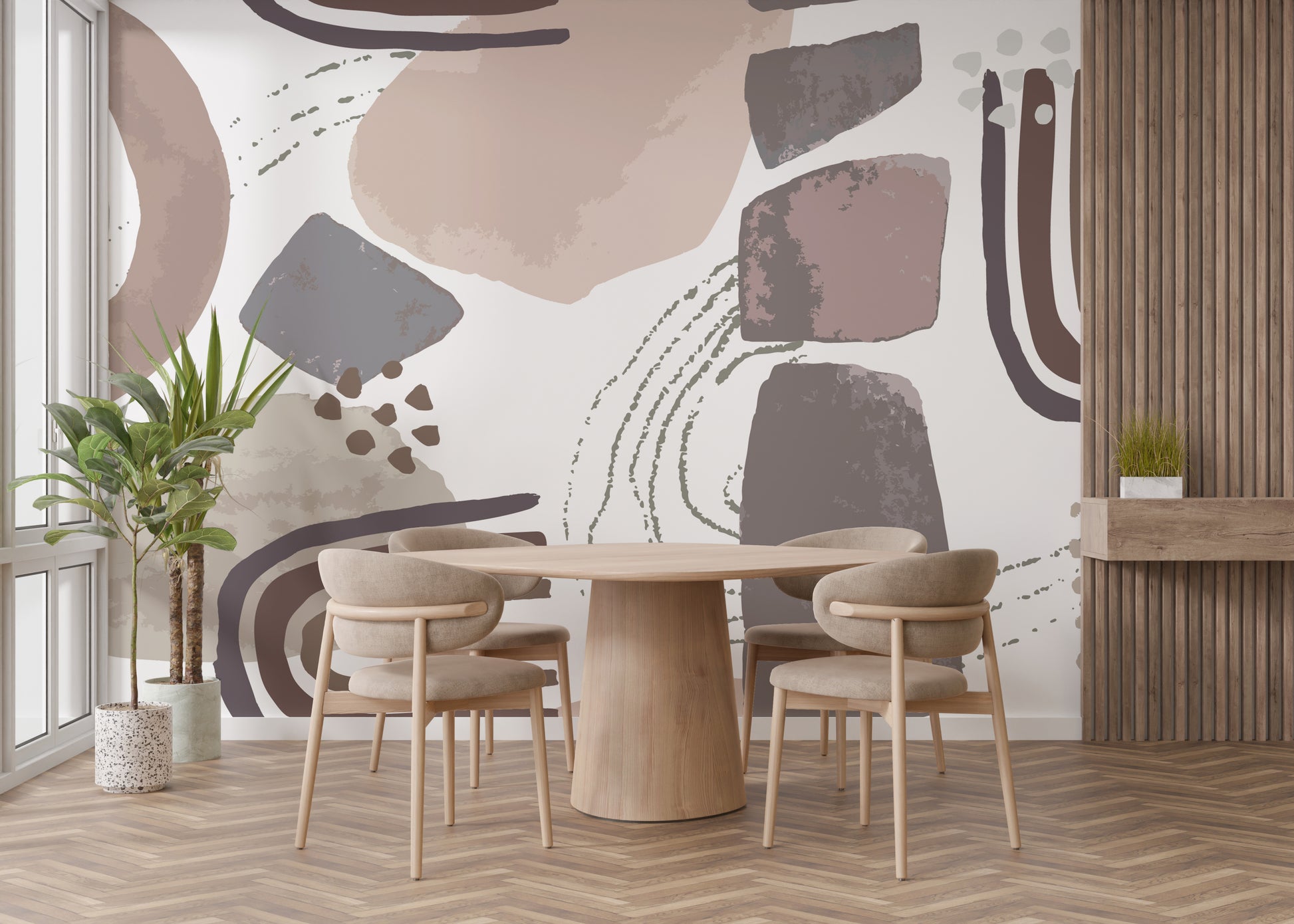 Clean and modern Scandinavian mural for serene interiors.
