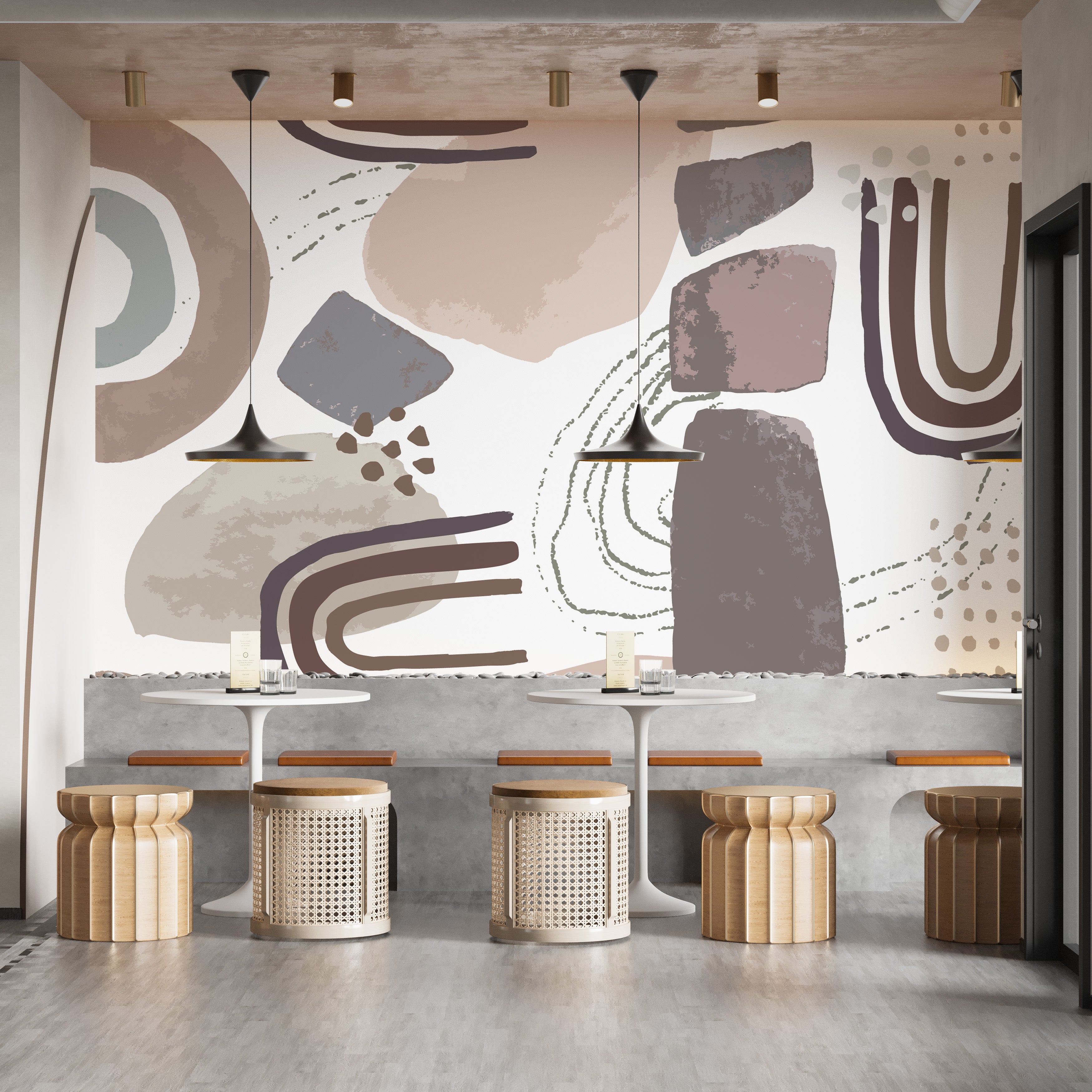 Wall mural featuring soft tones and Scandinavian simple patterns.
