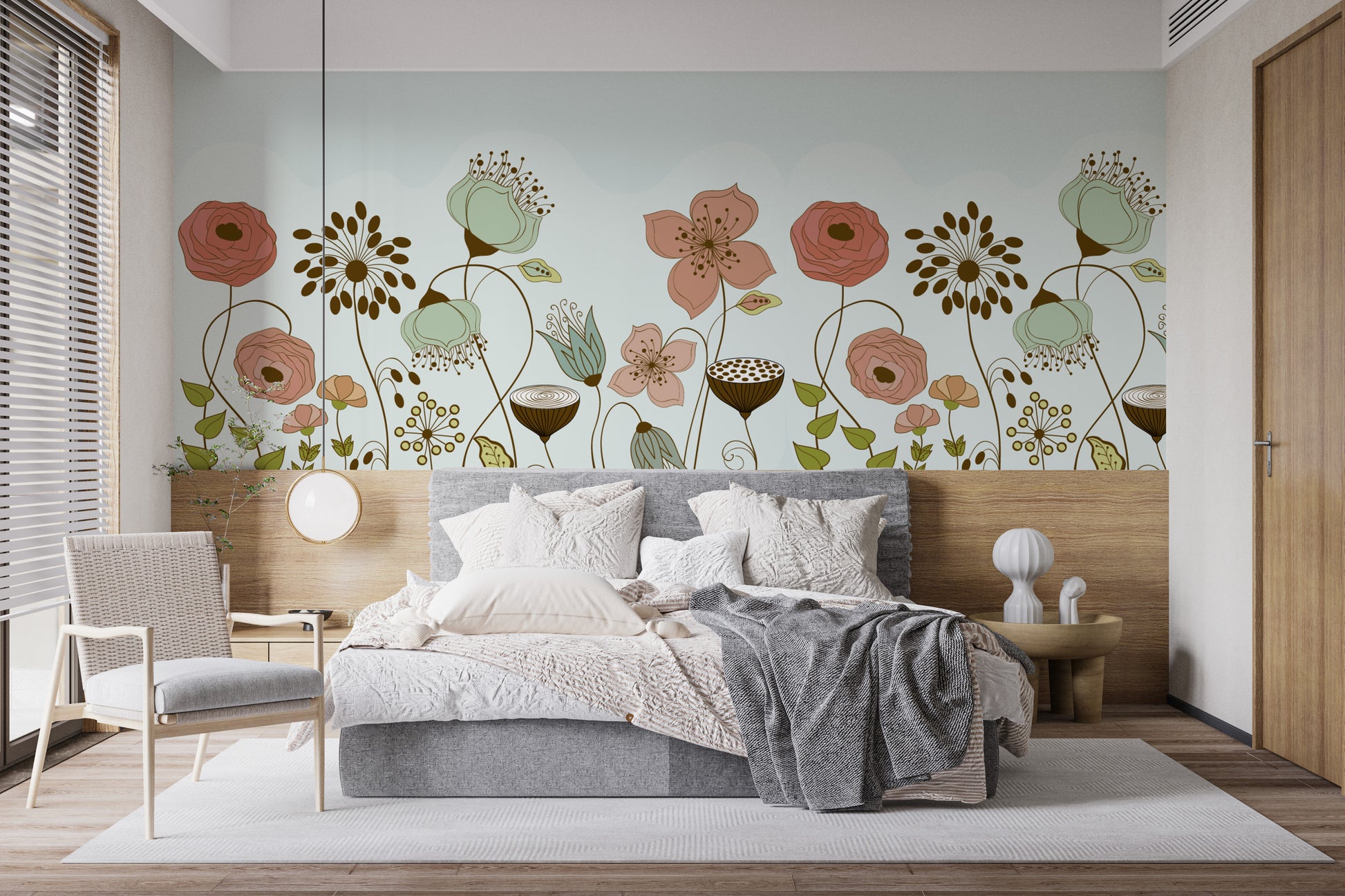 Floral essence mural adding charm and elegance to wall spaces.
