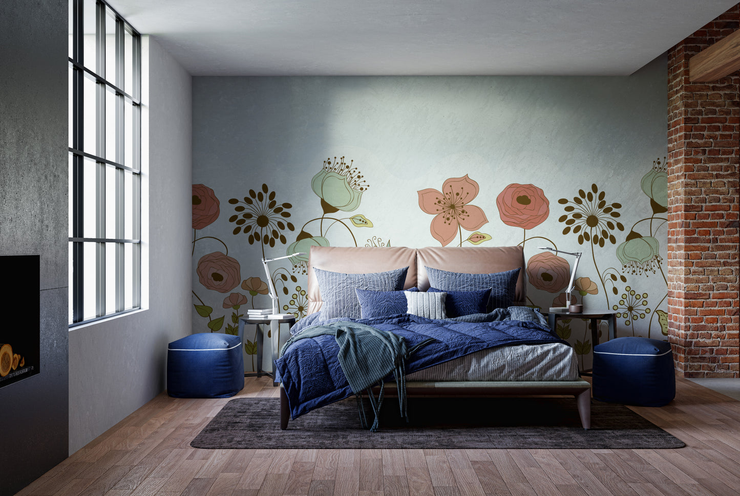 Floral essence mural with vibrant blooms for modern interiors.
