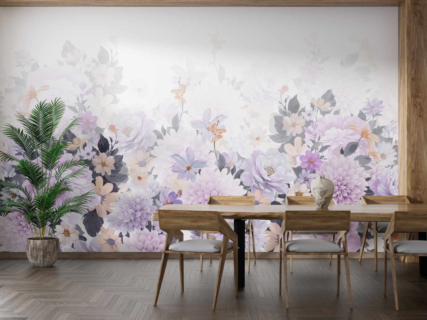 Blooming Purple Harmony Watercolor Murals