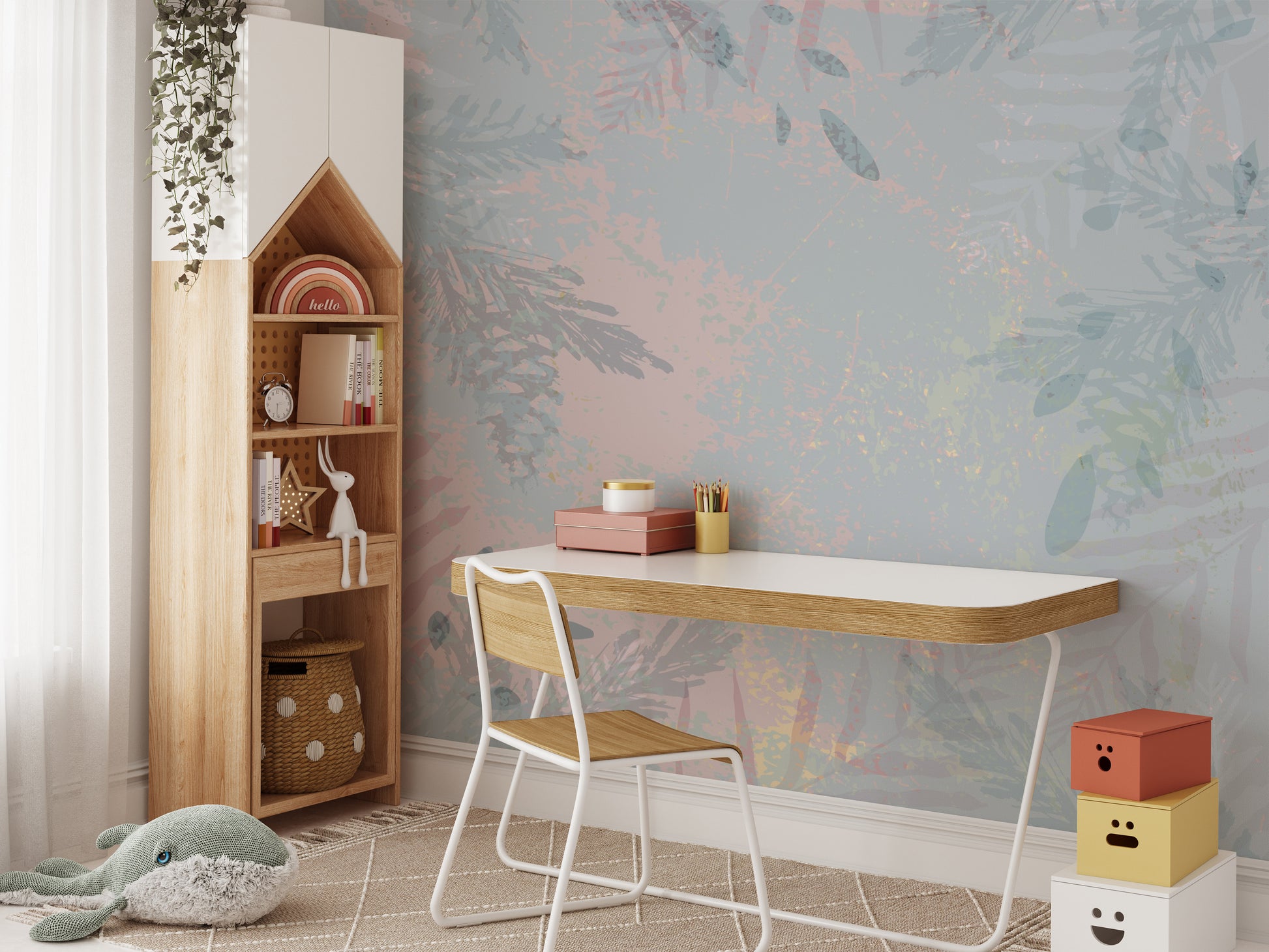 Wall mural featuring botanical elements from Enchanted Eden.
