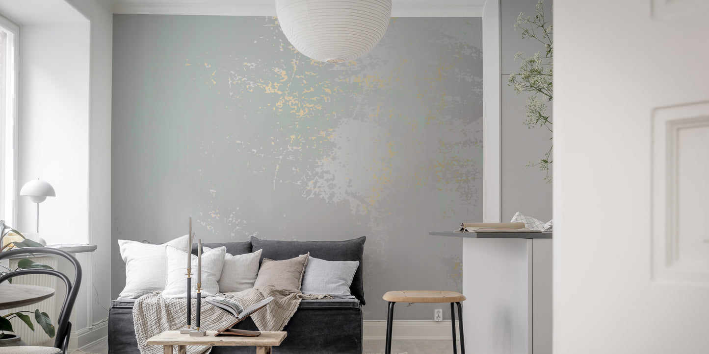 Pastel gray wallpaper mural with soft whispering mist design.
