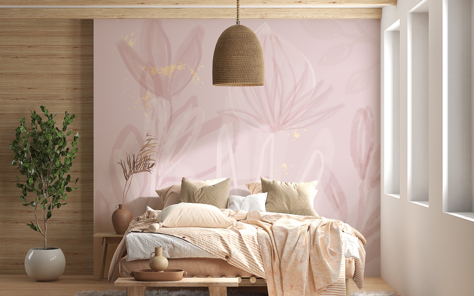 Blooming blush petal mural for tranquil and stylish wall spaces.
