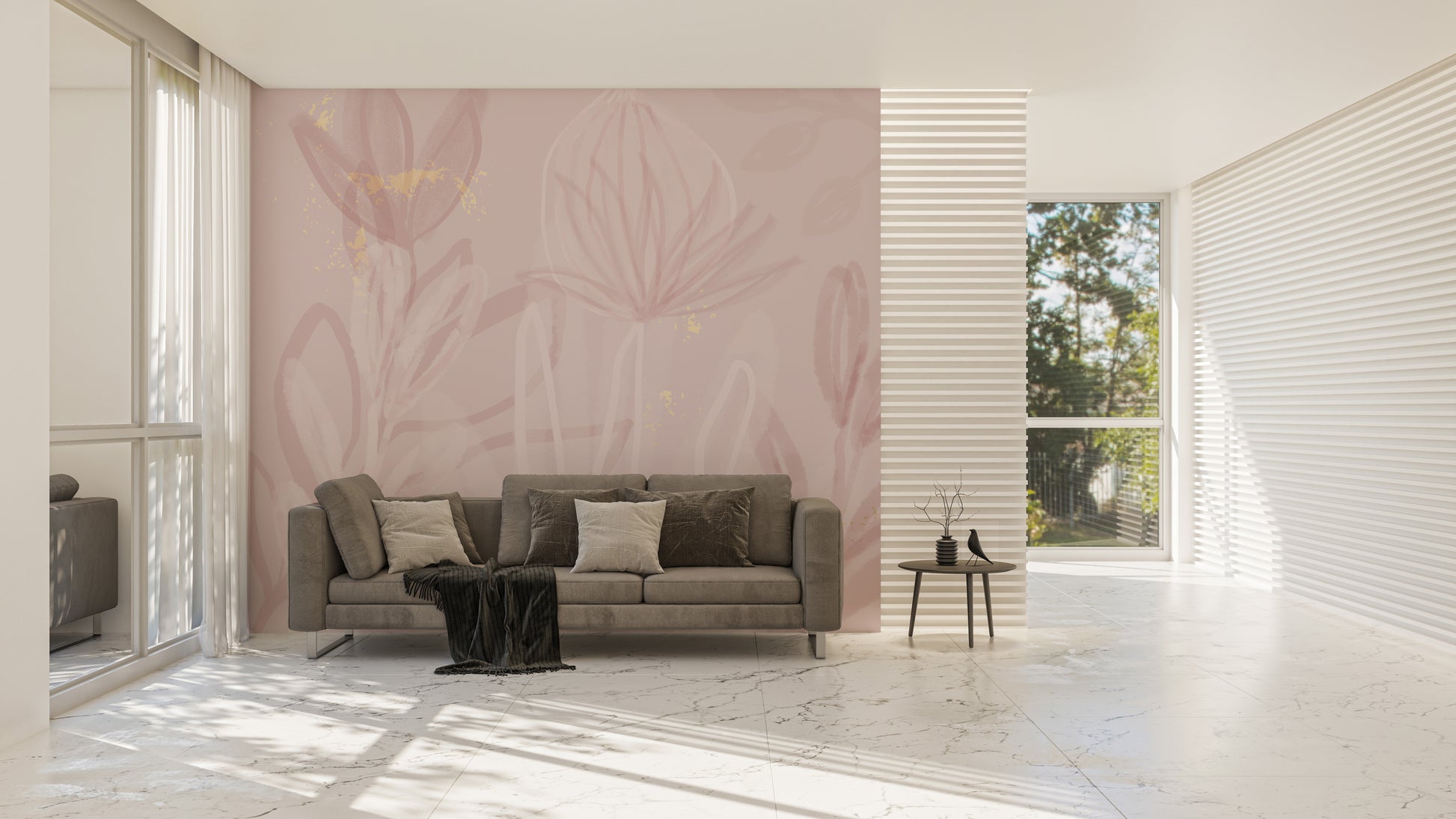 Blooming petal blush mural for elegant and graceful interiors.
