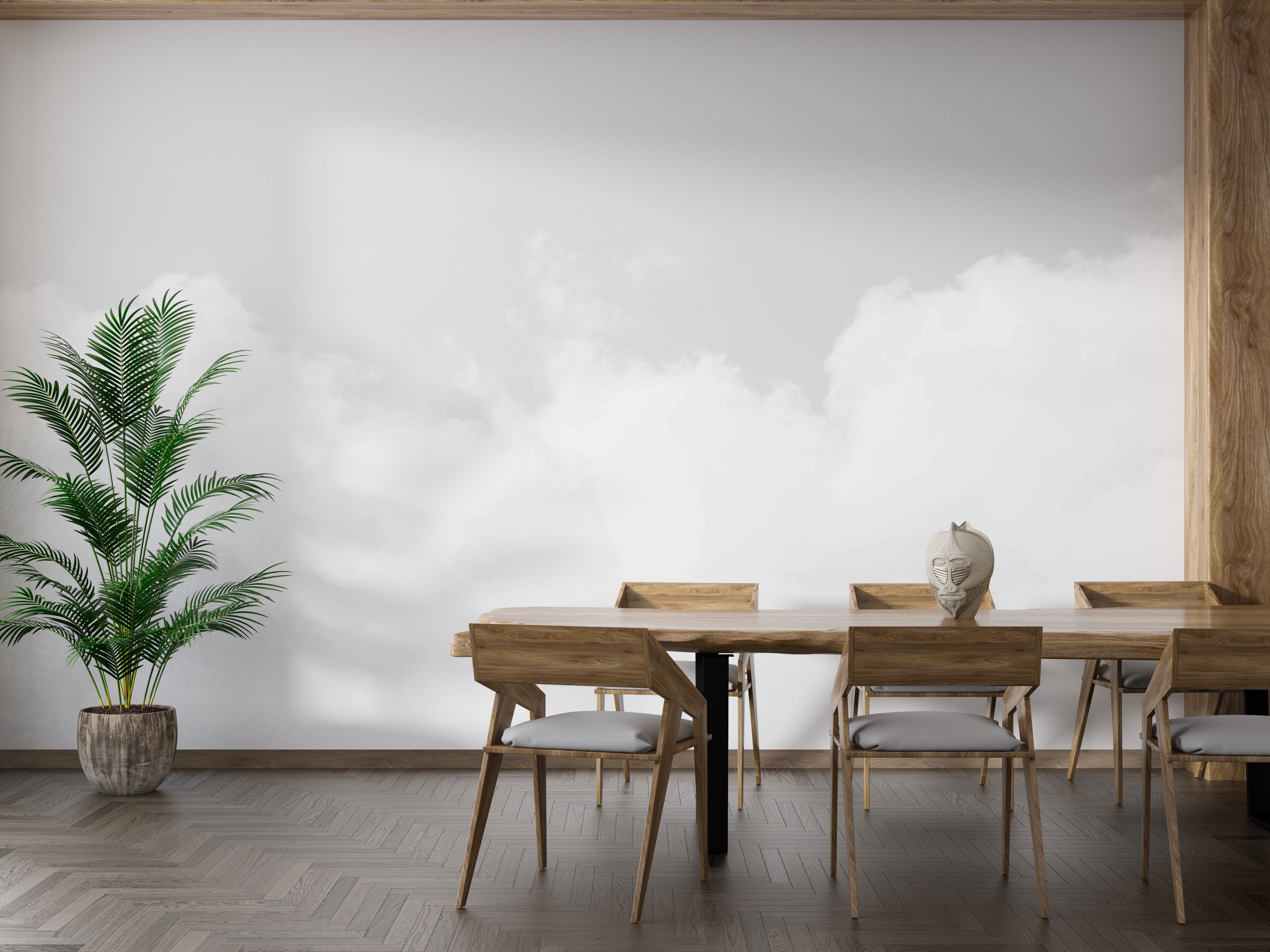 Cloudscape mural featuring serene clouds for calming interiors.
