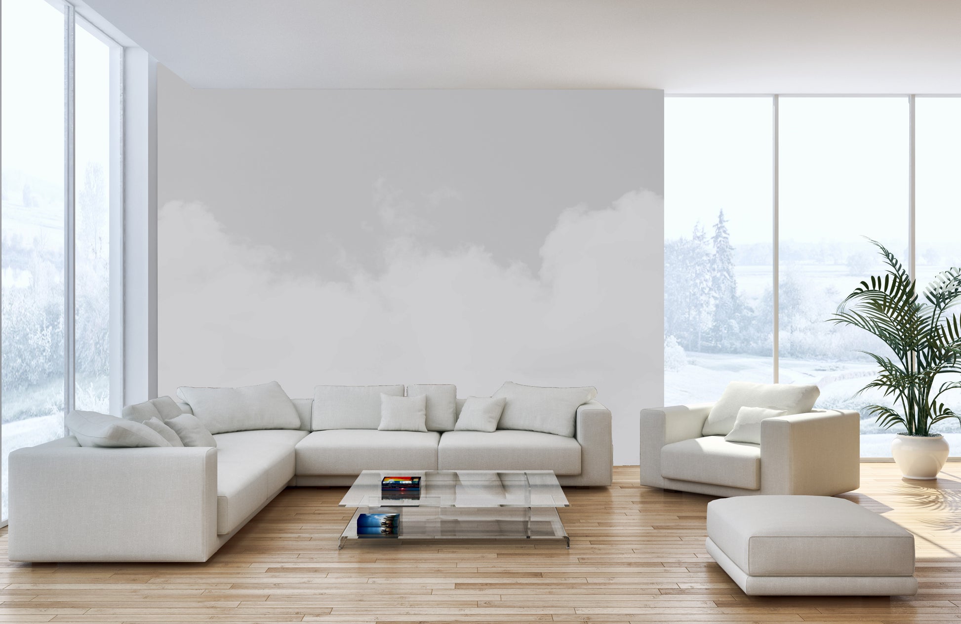 Elegant mural with a pure bliss cloudscape for graceful interiors.
