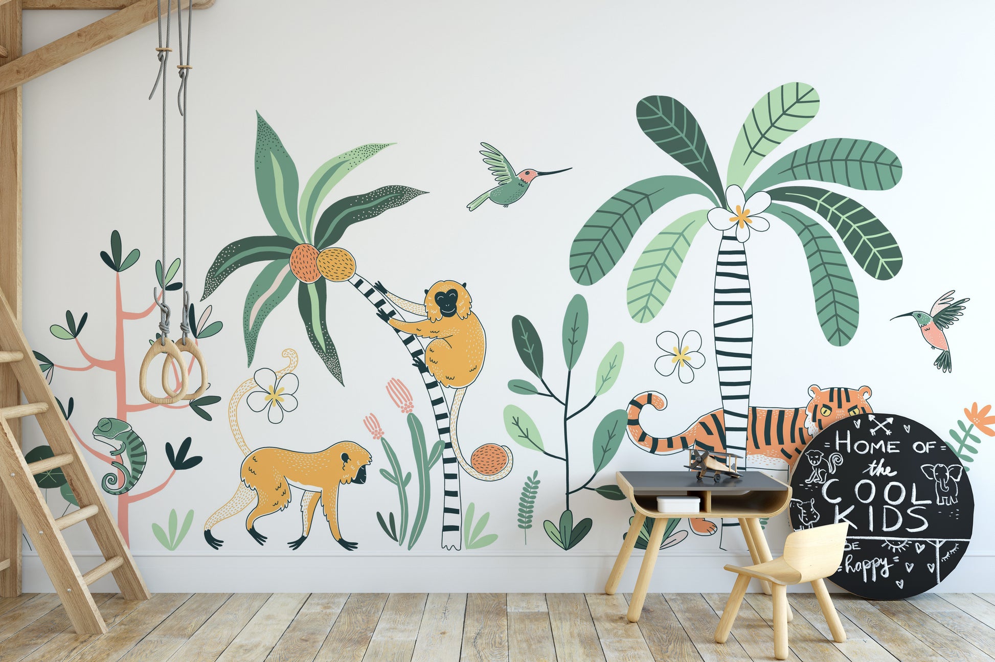 Wallpaper mural featuring a jungle safari for bold interiors.
