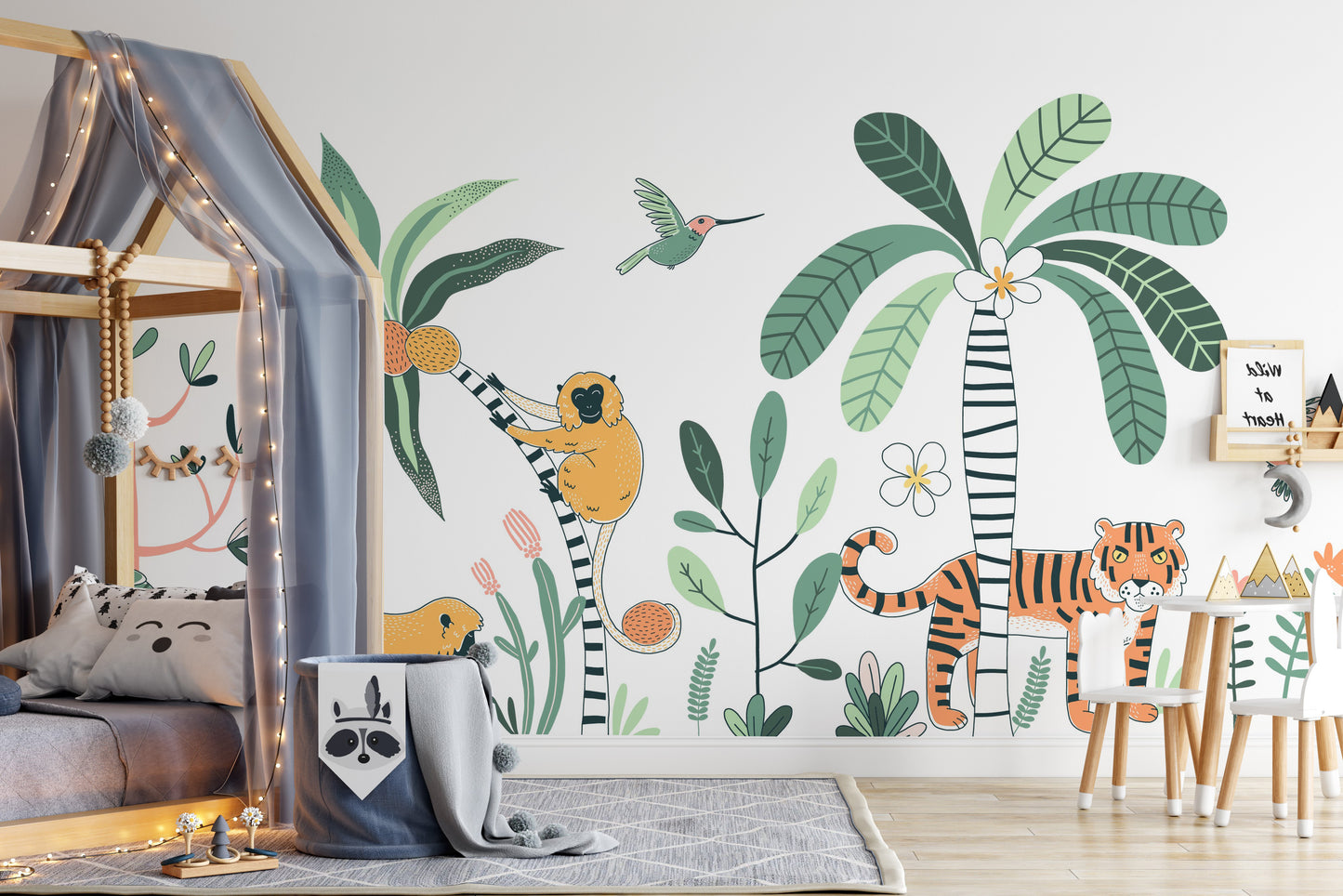 Jungle safari adventure mural for playful and nature-inspired decor.
