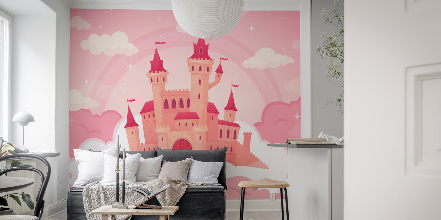 Whimsical Cloud Castle Cartoon Murals