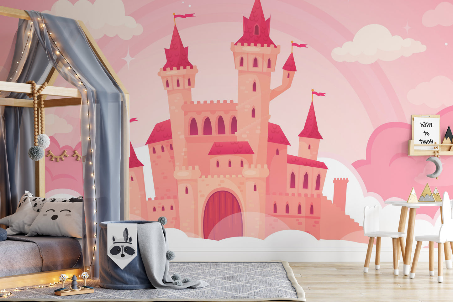 Whimsical Cloud Castle Cartoon Murals