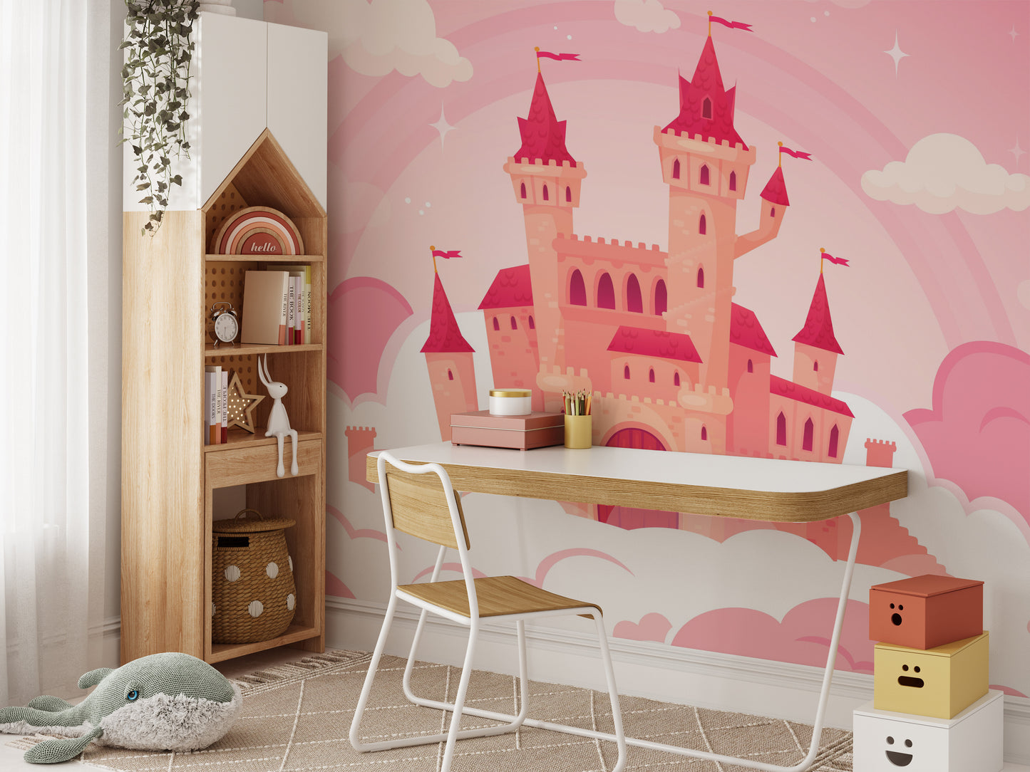 Whimsical Cloud Castle Cartoon Murals