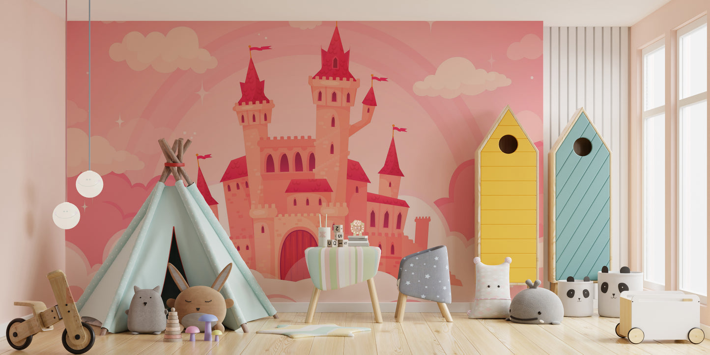 Whimsical Cloud Castle Cartoon Murals