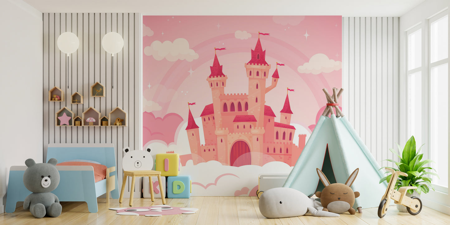 Whimsical Cloud Castle Cartoon Murals