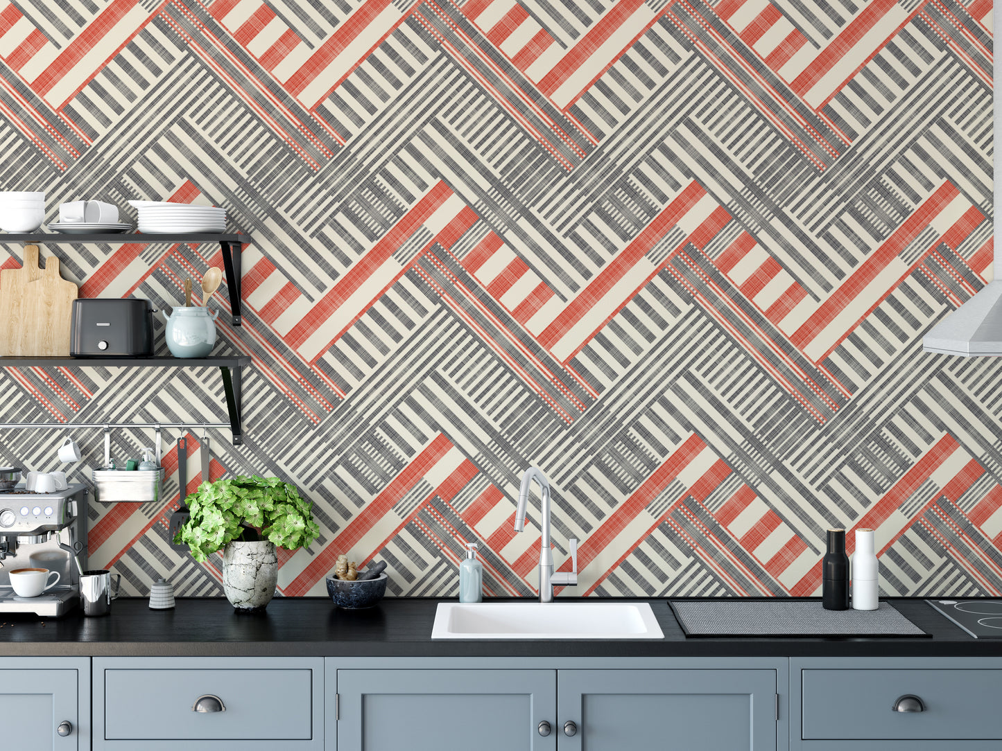 Elegant striped geometric wallpaper for refined and bold interiors.
