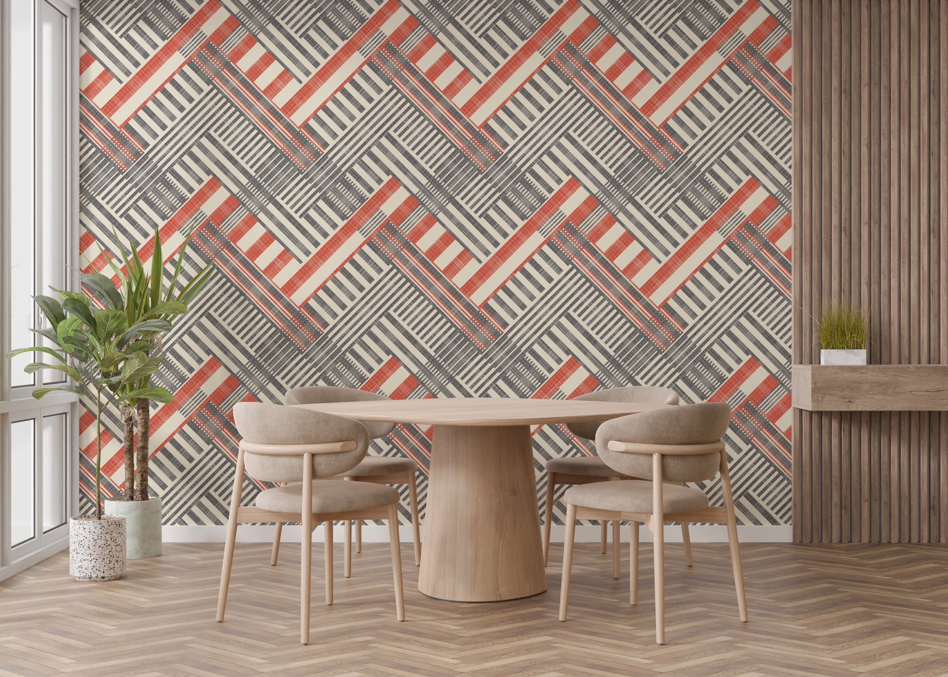 Wallpaper showcasing elegant geometric stripes for modern spaces.
