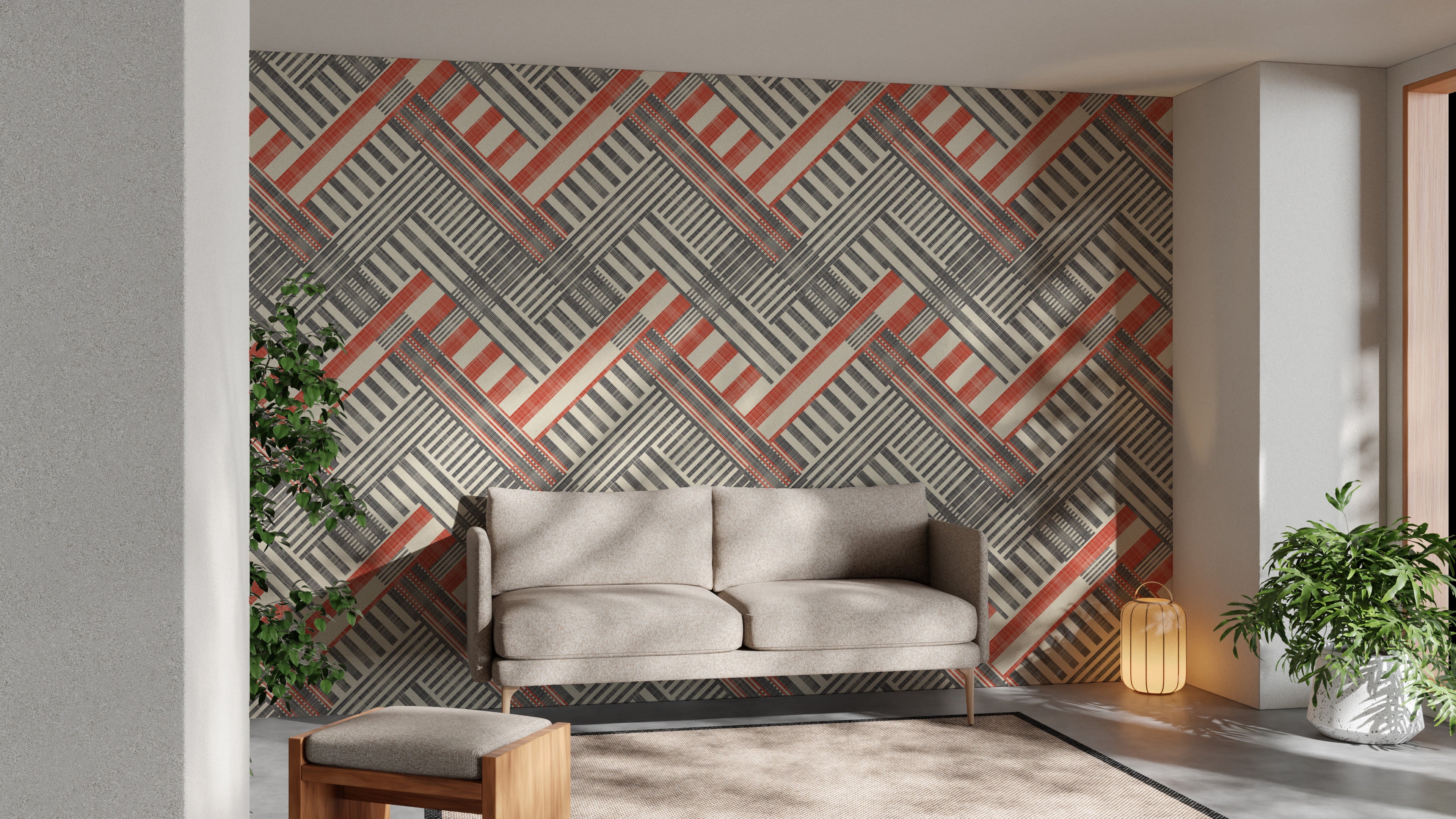 Elegant harmony wallpaper with sleek striped geometric designs.
