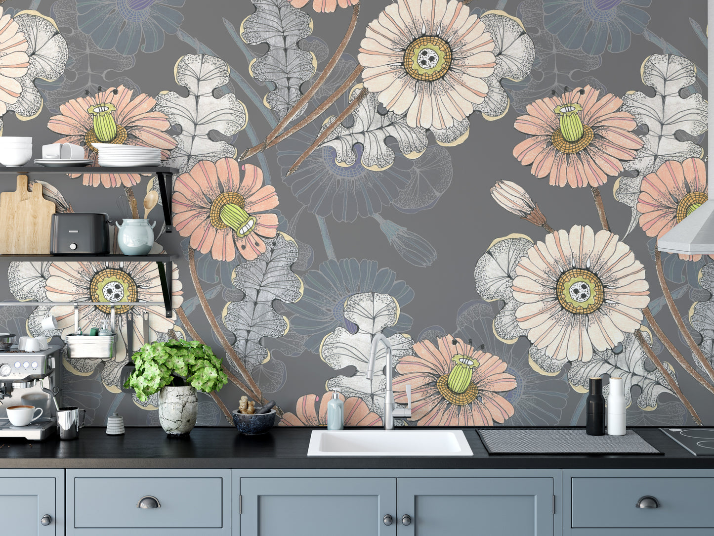 Botanical Sketchbook Flower Wallpaper Mural