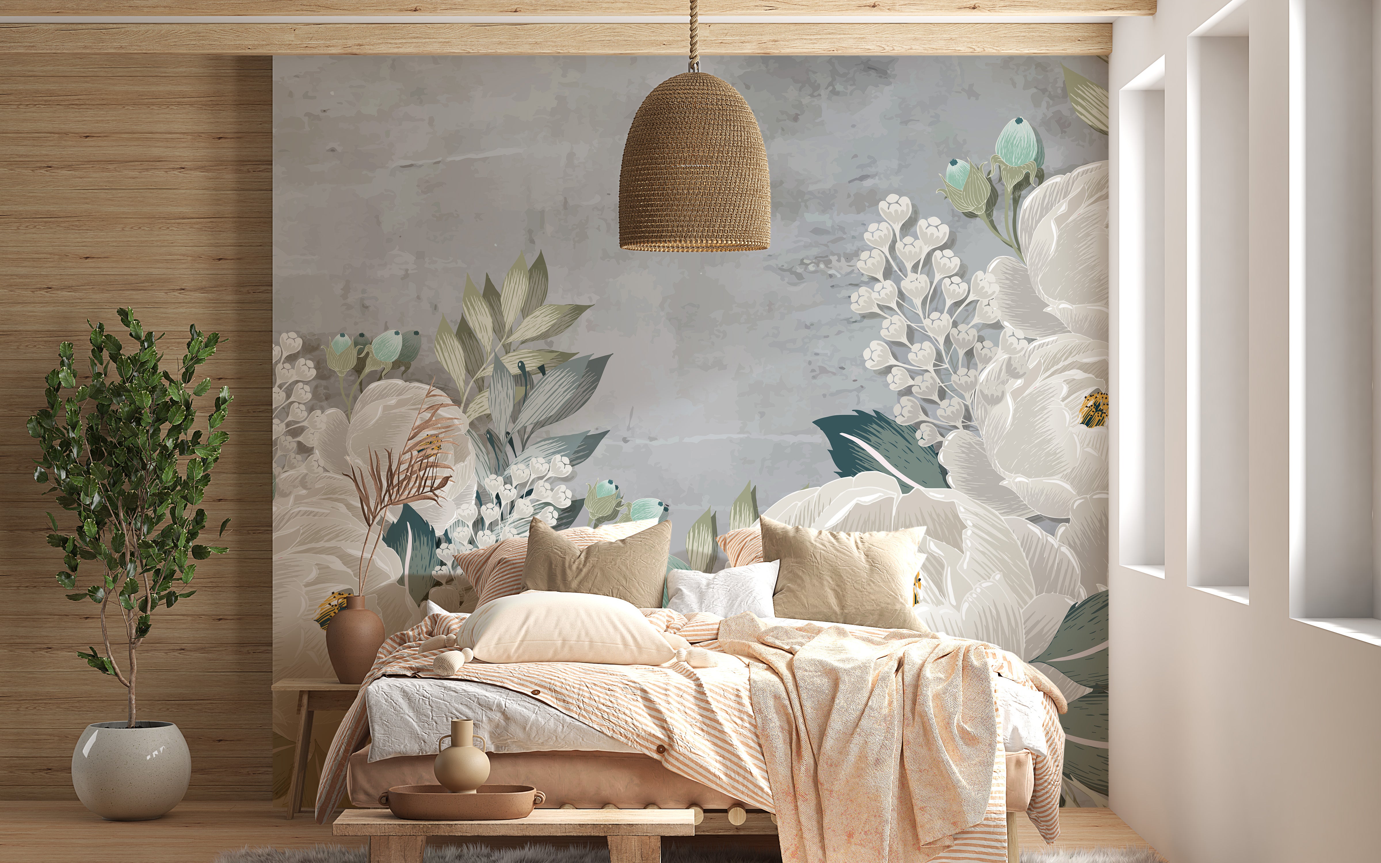 Grunge-inspired peony wallpaper for stylish and creative spaces.



