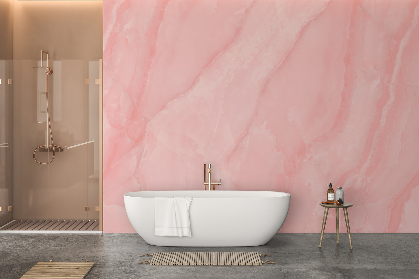 Wall mural featuring rose quartz marble for sophisticated decor.
