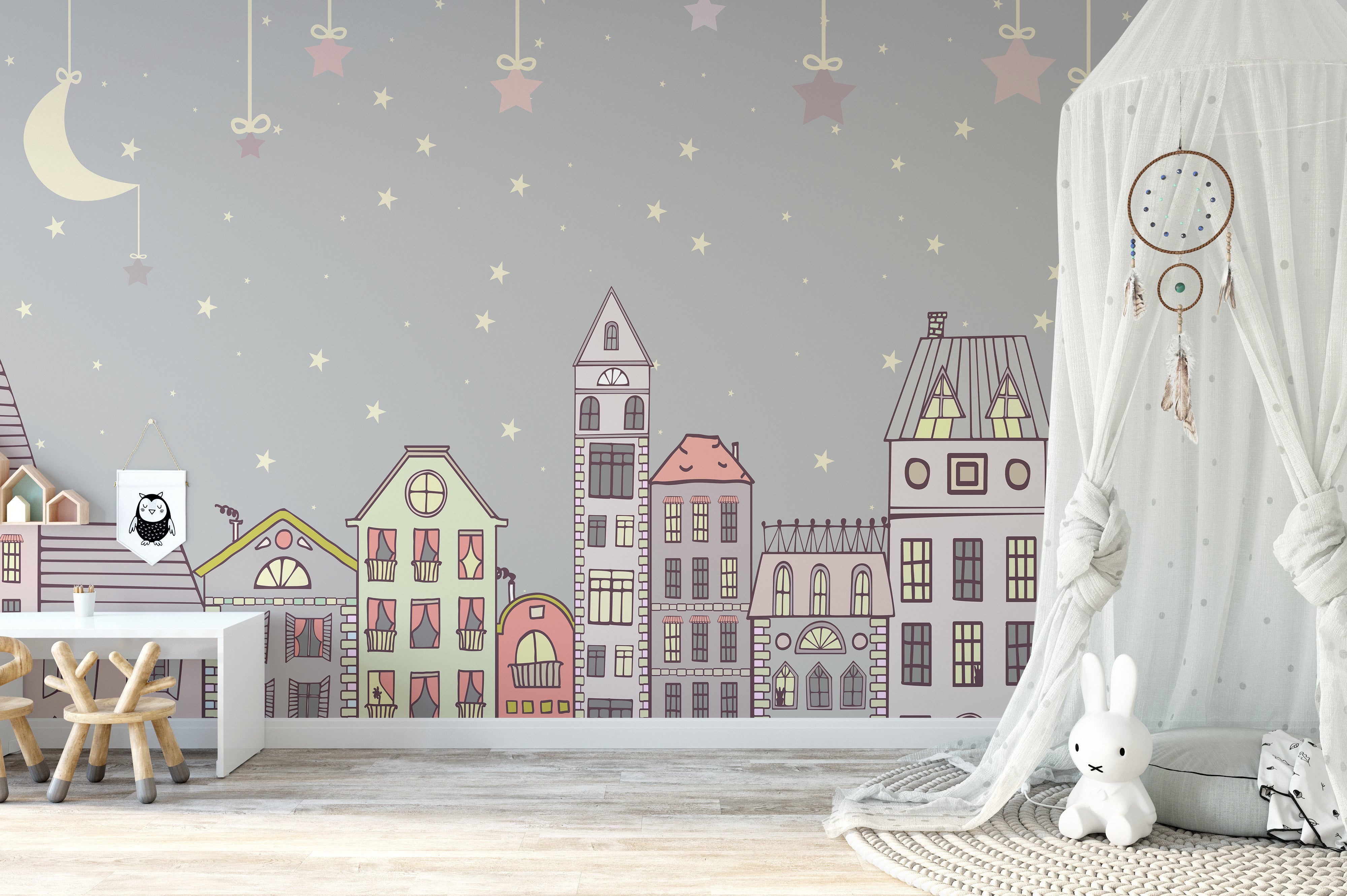 Cuteness quarters wallpaper mural for bright and lively interiors.
