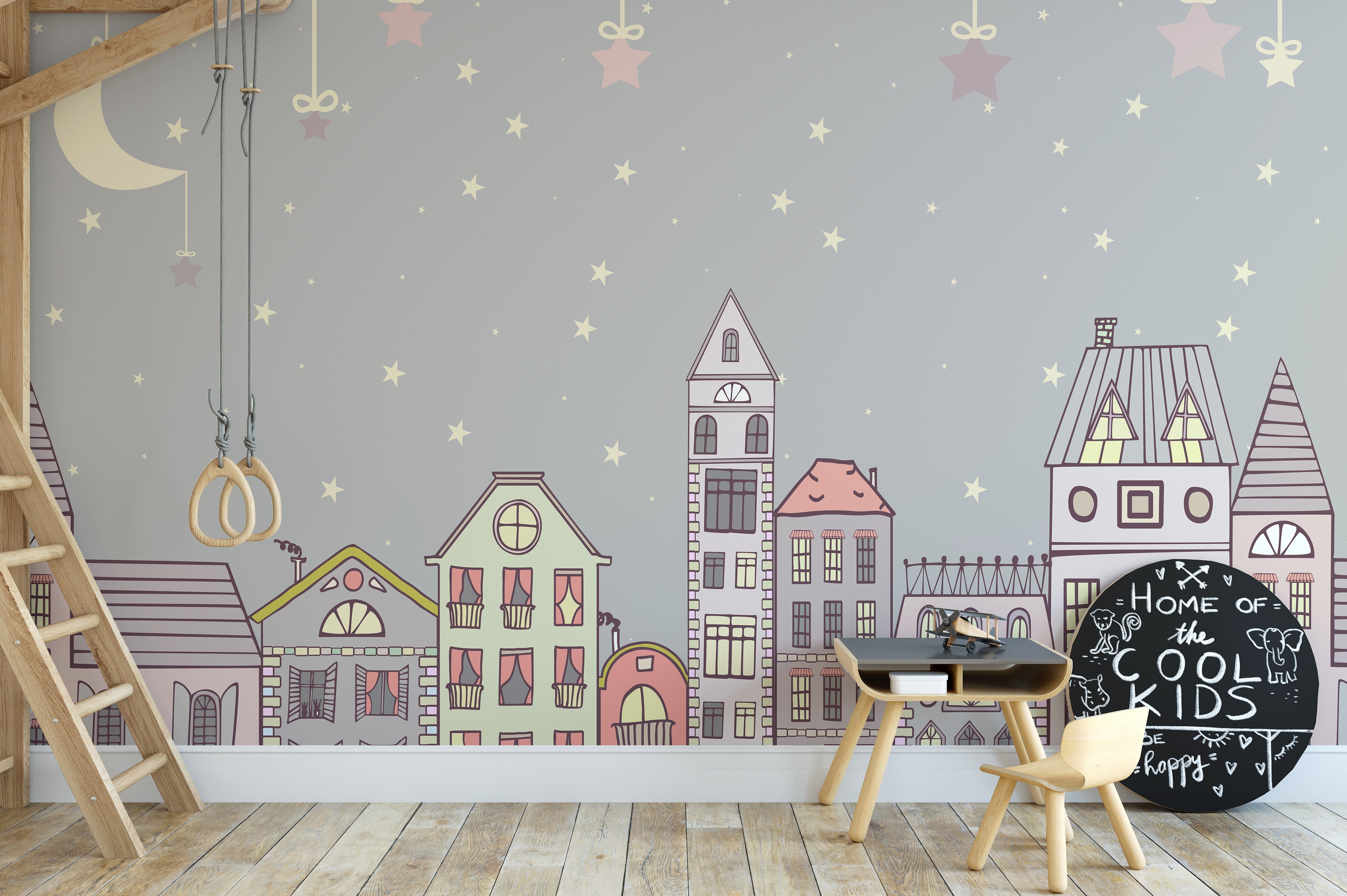 Artistic mural showcasing whimsical and cute designs for walls.
