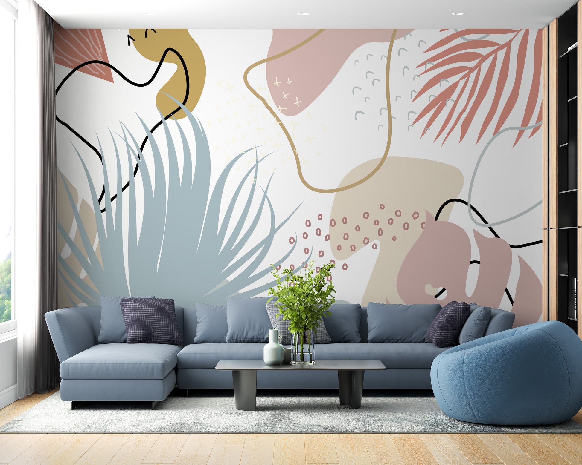 Radiant autumn leaves mural for stylish and nature-inspired walls.
