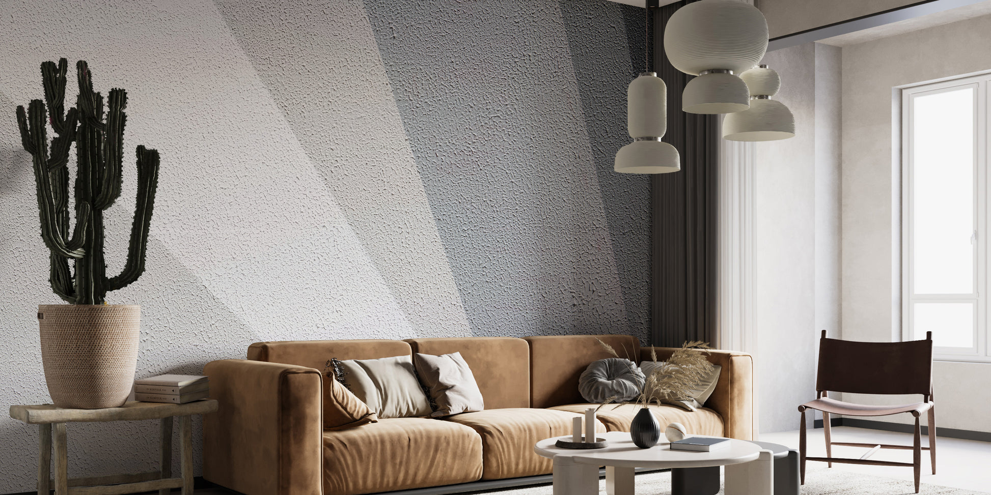 Industrial-inspired concrete mural with sleek and clean aesthetics.
