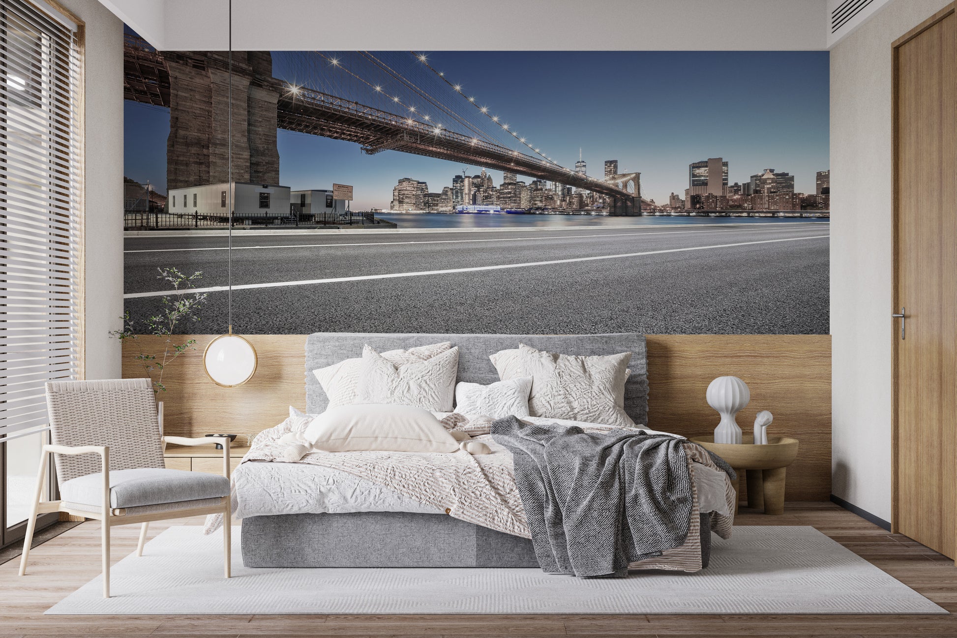 Manhattan skyline mural for elegant and urban-inspired decor.
