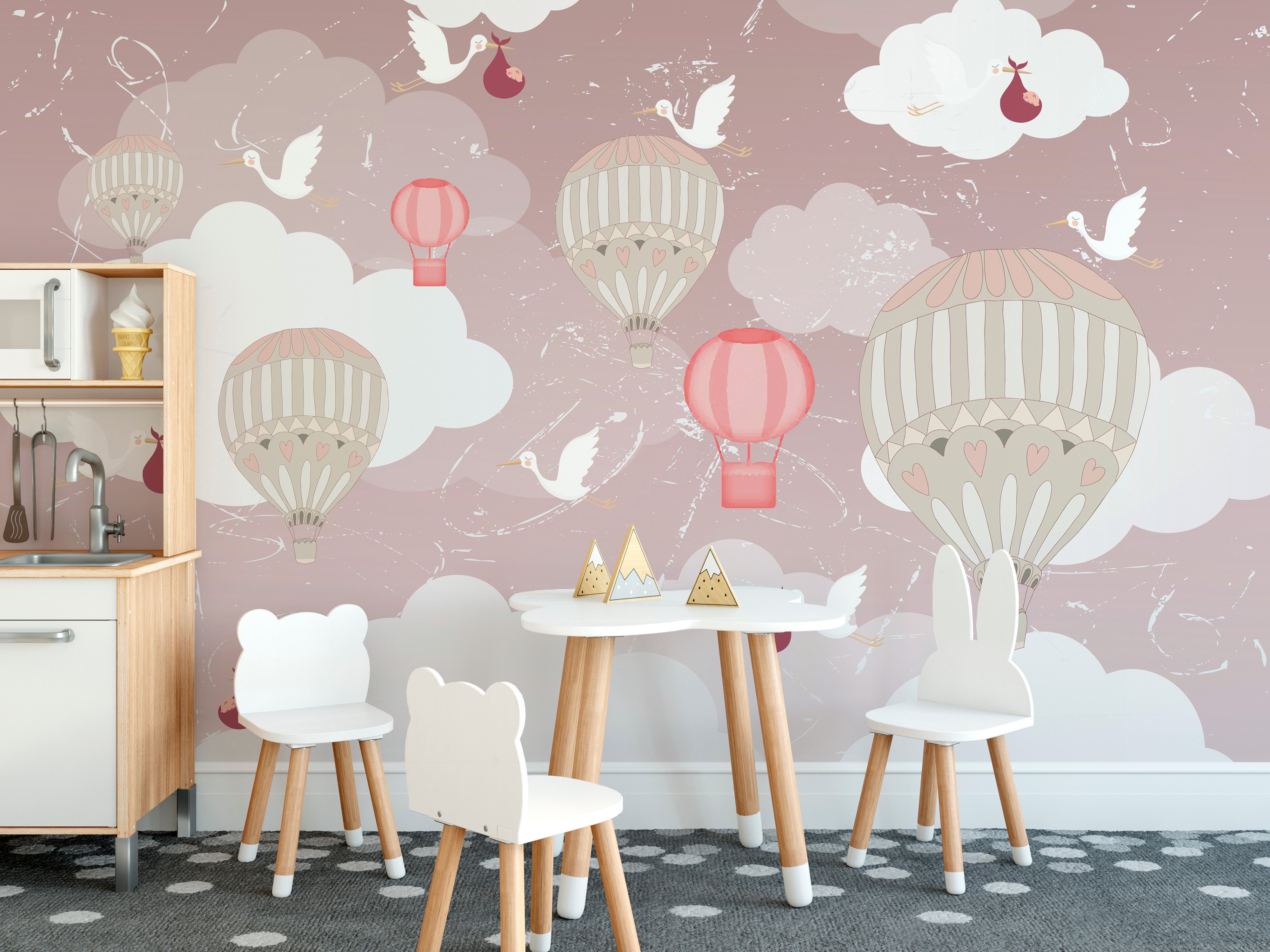 Tranquil 3D balloon mural for elegant and contemporary interiors.
