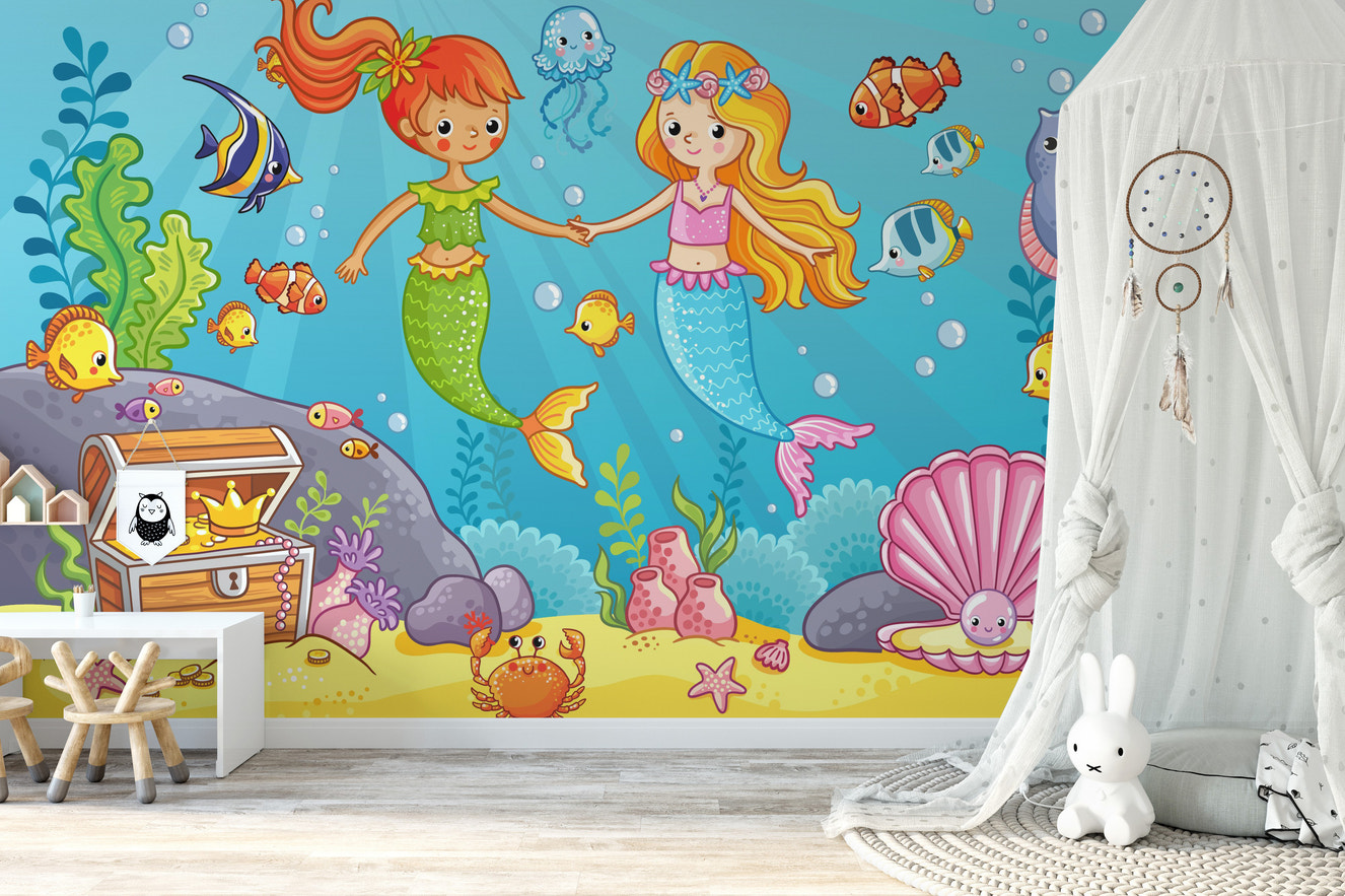 Aqua Alliance Mermaid Best Friend Wallpaper Mural