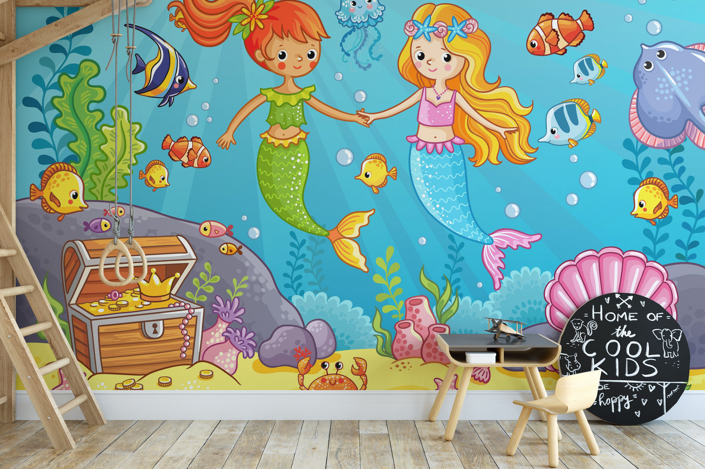 Aqua Alliance Mermaid Best Friend Wallpaper Mural