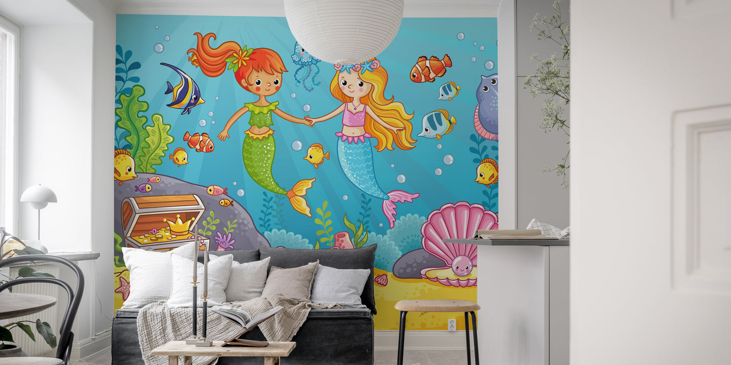 Aqua Alliance Mermaid Best Friend Wallpaper Mural