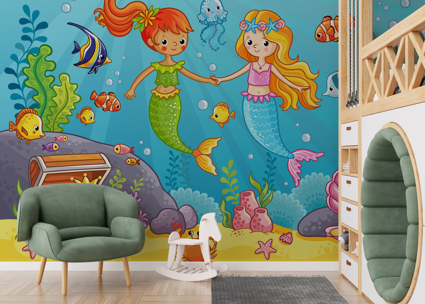 Aqua Alliance Mermaid Best Friend Wallpaper Mural