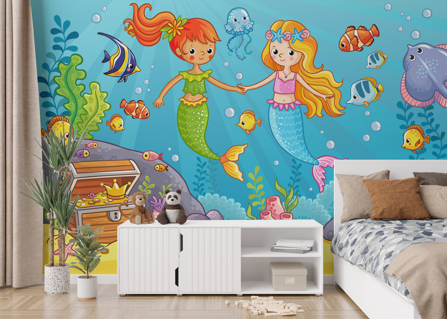 Aqua Alliance Mermaid Best Friend Wallpaper Mural