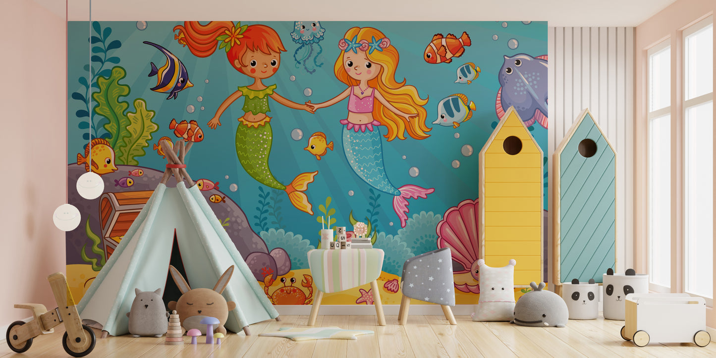 Aqua Alliance Mermaid Best Friend Wallpaper Mural