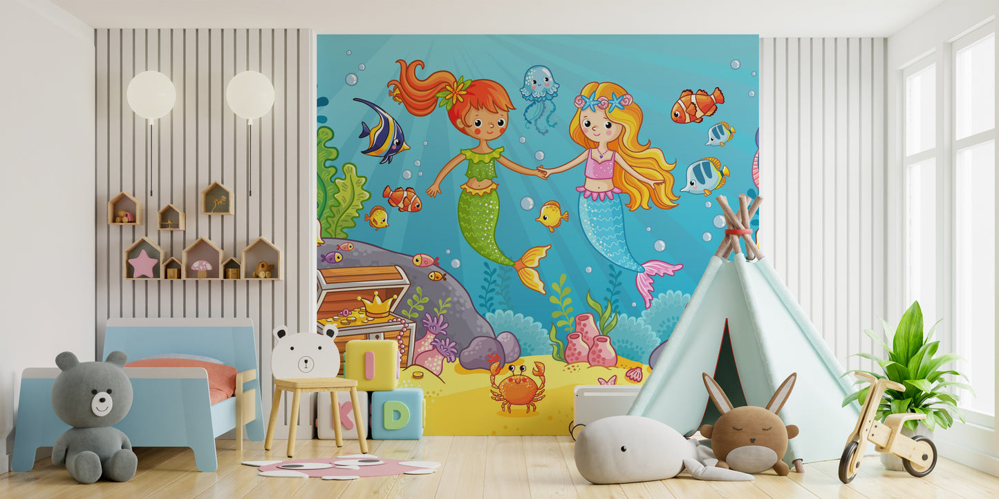 Aqua Alliance Mermaid Best Friend Wallpaper Mural