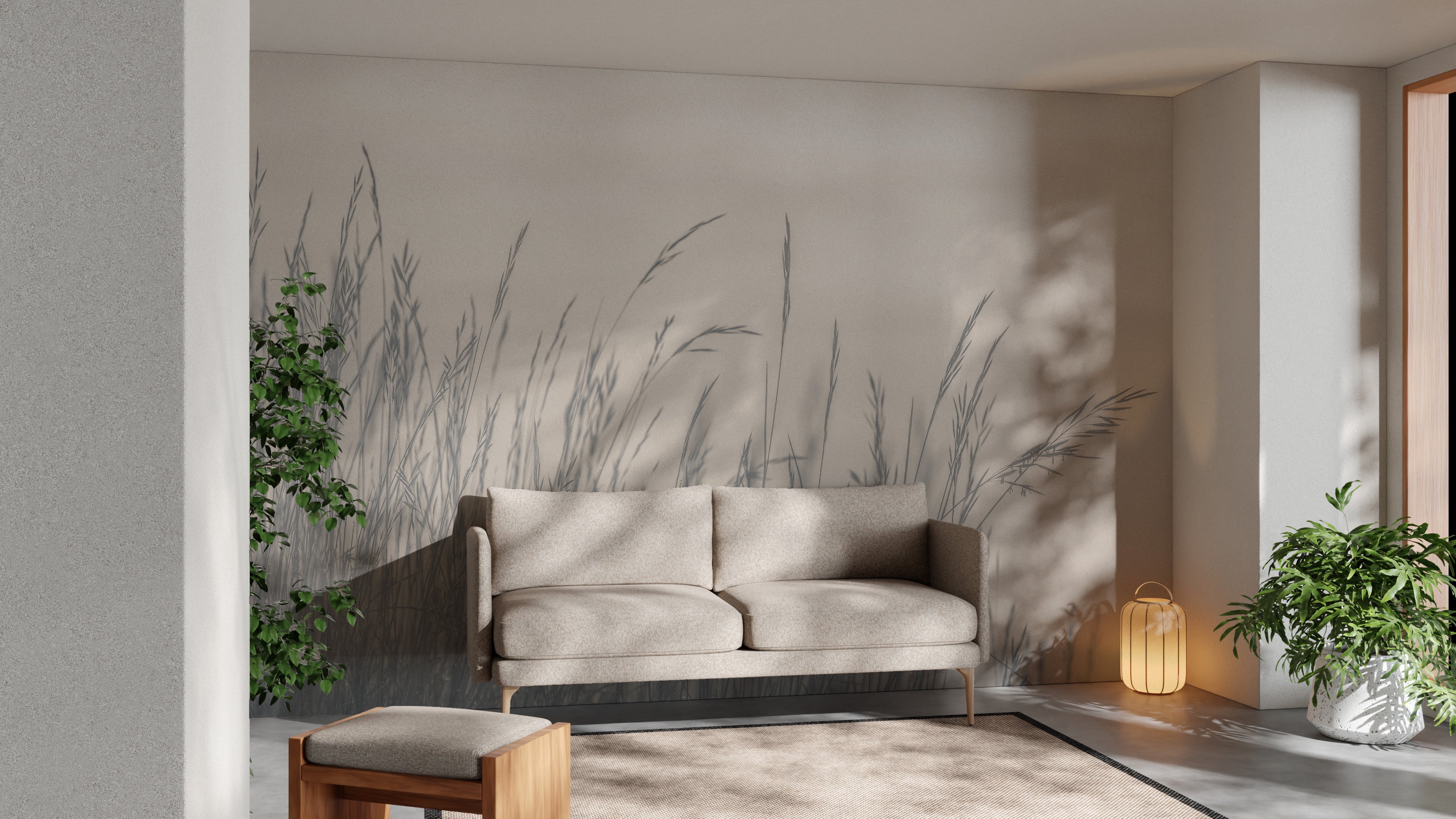 Foggy fall landscape mural with a mysterious autumn aura for walls.
