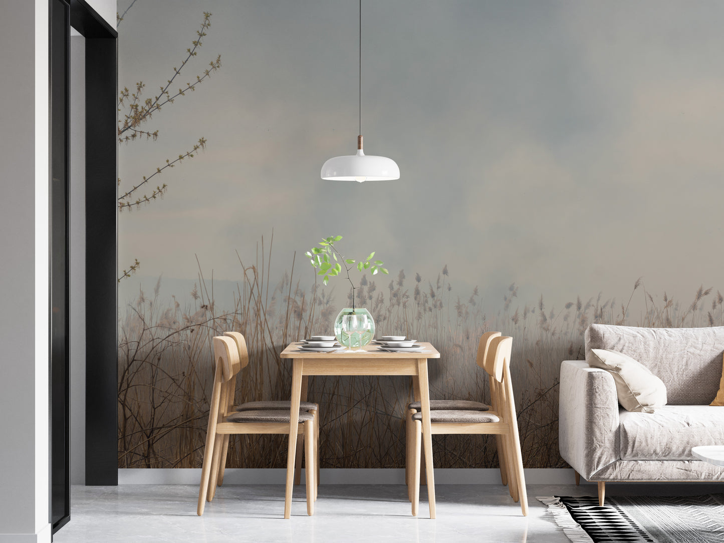 Willow reeds mural with a soft, whispering nature theme for walls.
